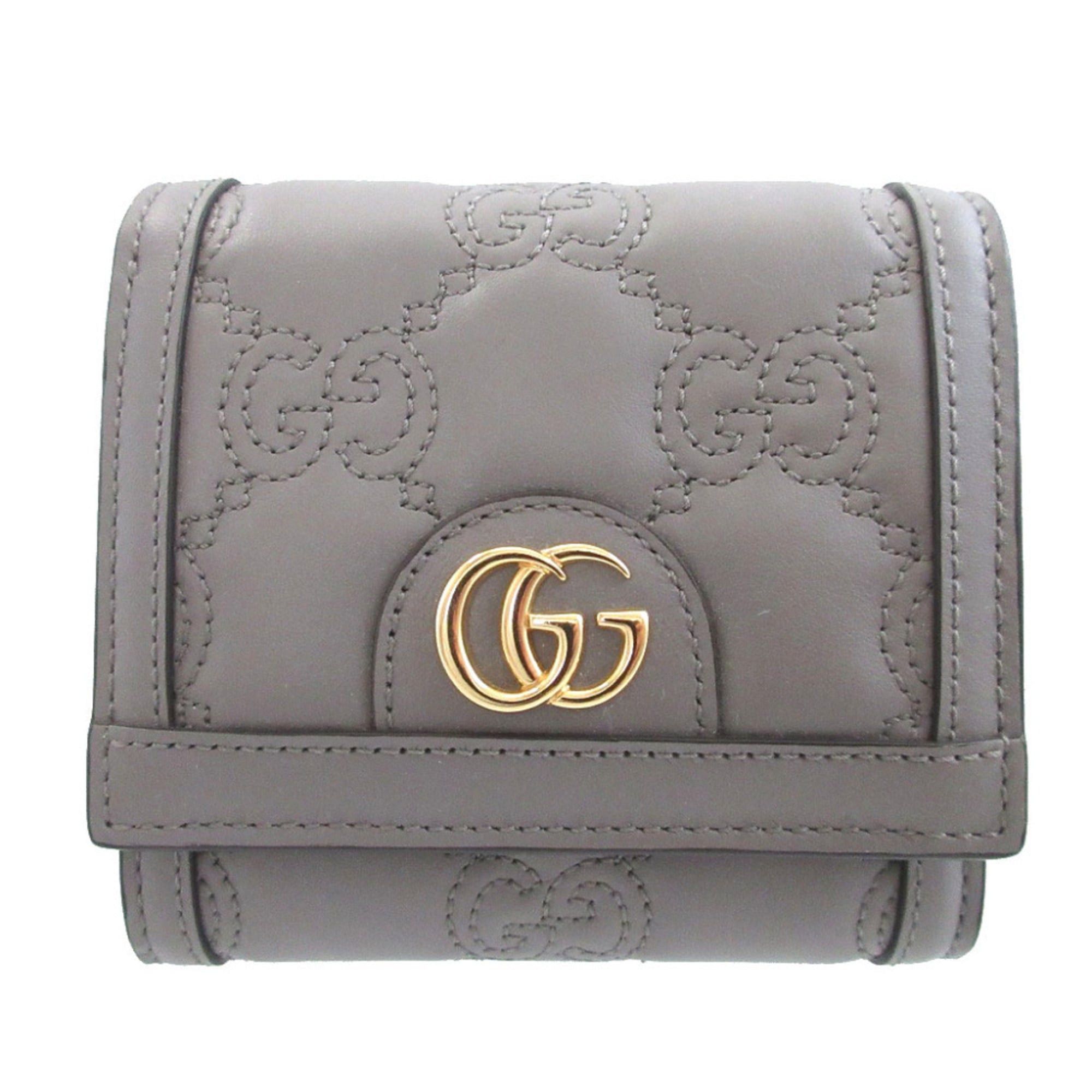 Gucci Like New Gucci 723799 GG Matelassé Leather Gray Bi-fold Wallet 0951GUCCI Size ONE SIZE - 1 Thumbnail