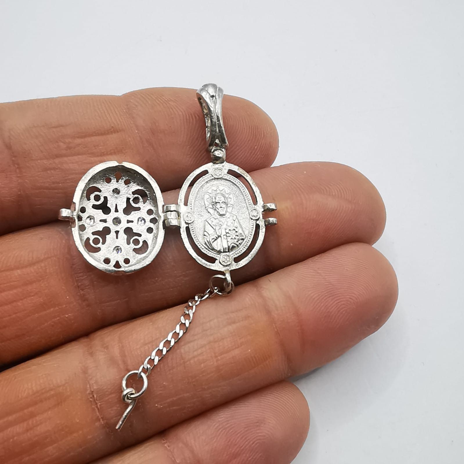 Vintage Vintage Saint Nicholas"925 Sterling Silver Zircon 5,29g Size ONE SIZE - 6 Thumbnail