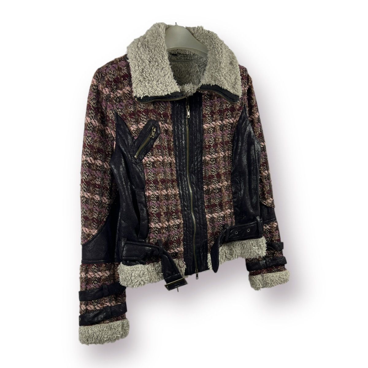 Desigual 🔥 CROPED 🔥 B-3 style Tweed Heavy Jacket Size S / US 4 / IT 40 - 3 Thumbnail