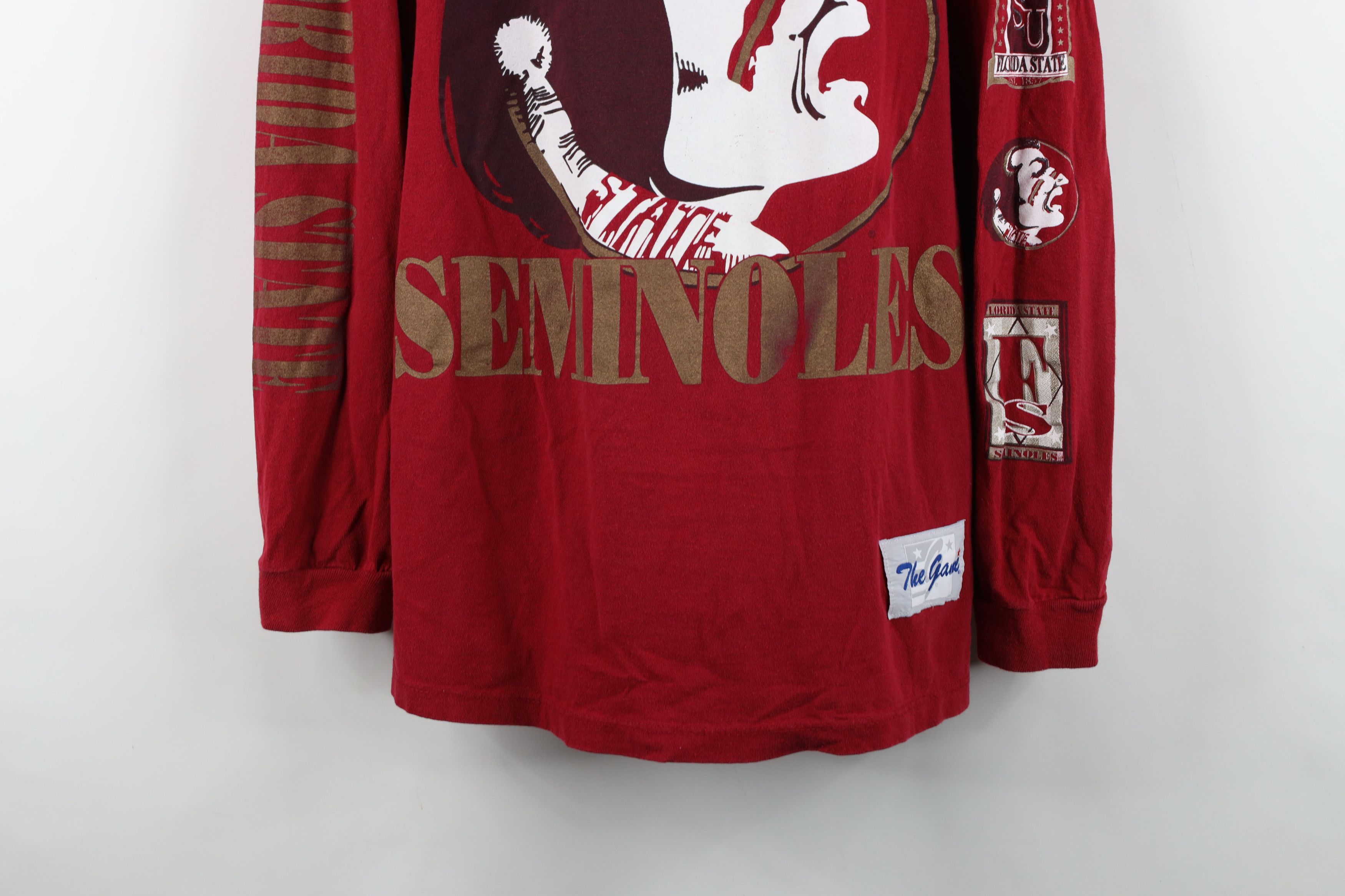 Vintage Vintage 90s State University Long Sleeve T-Shirt Red Cotton Size US L / EU 52-54 / 3 - 3 Thumbnail