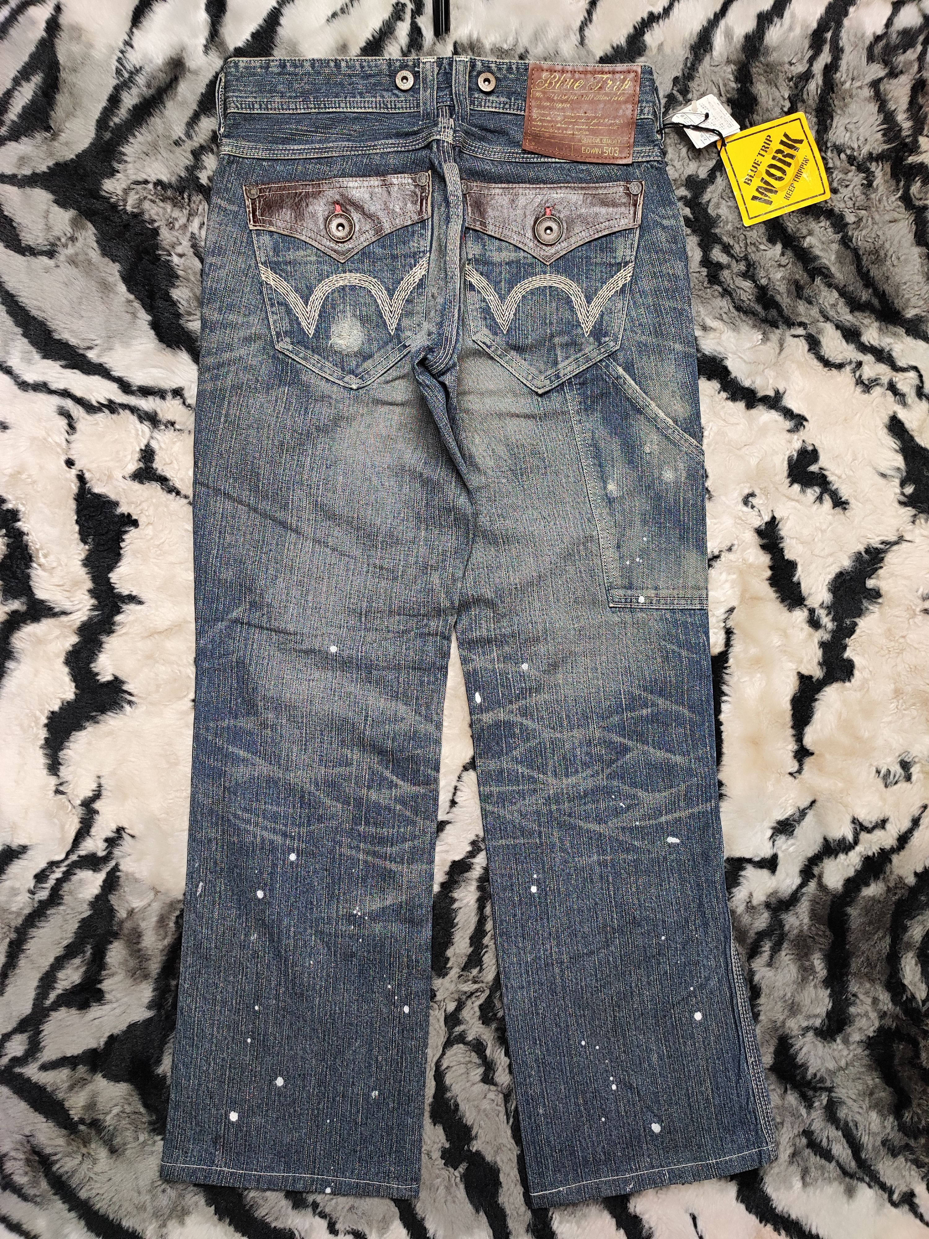 Edwin Deadstock Edwin 503 Blue Trip Work Paint Splatter Size US 29 - 9 Thumbnail