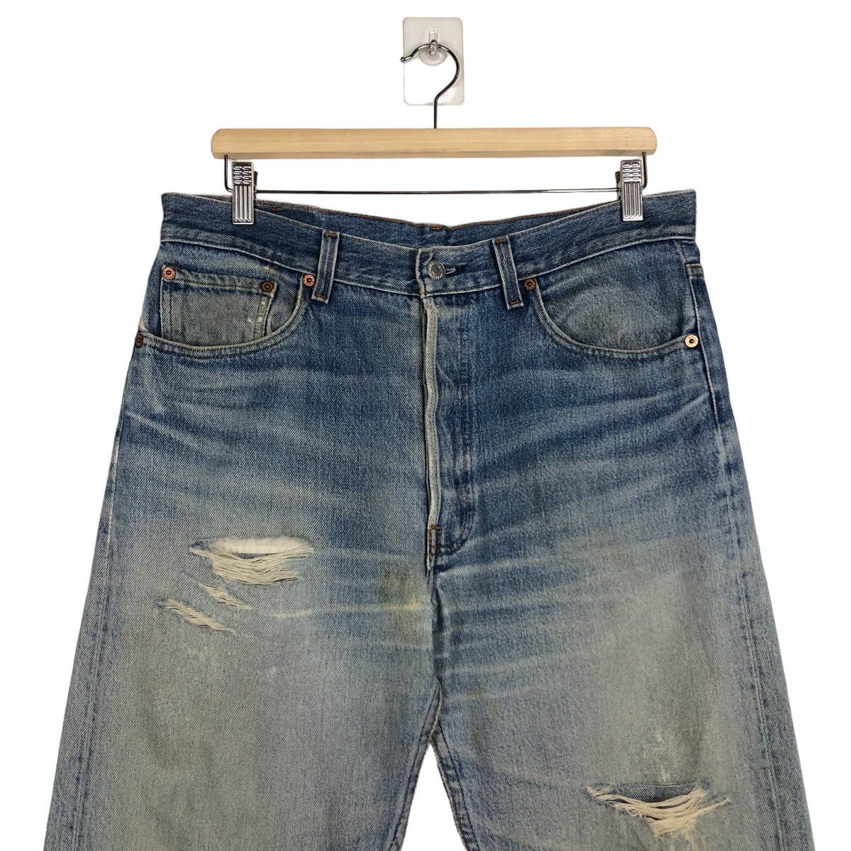 Levi's 🔥90’s Vintage Distressed Jeans Levi’s Made in USA Size US 34 / EU 50 - 3 Thumbnail