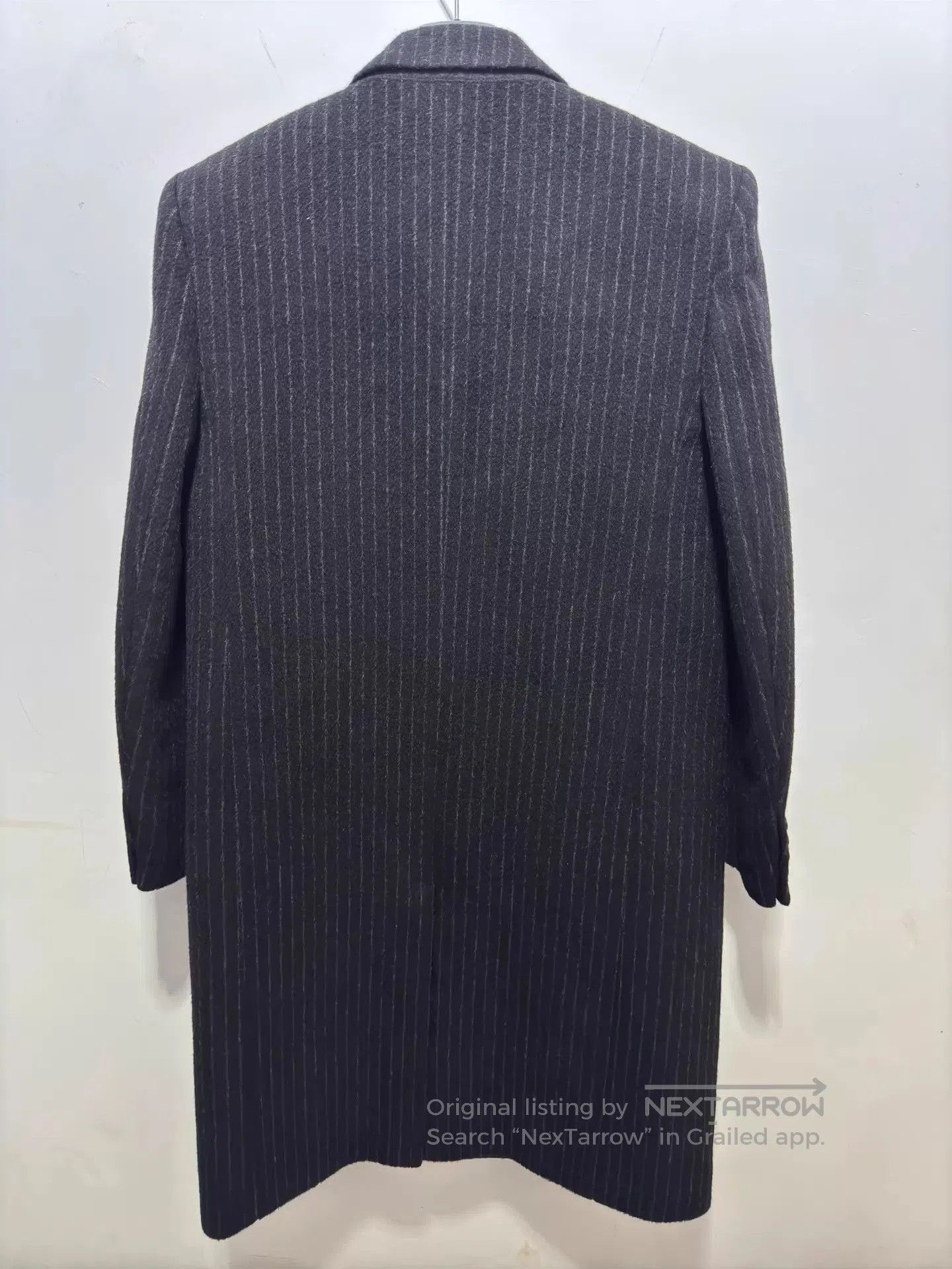 Saint Laurent Paris Black Pinstriped Long Coat Size L. Size US L / EU 52-54 / 3 - 2 Thumbnail