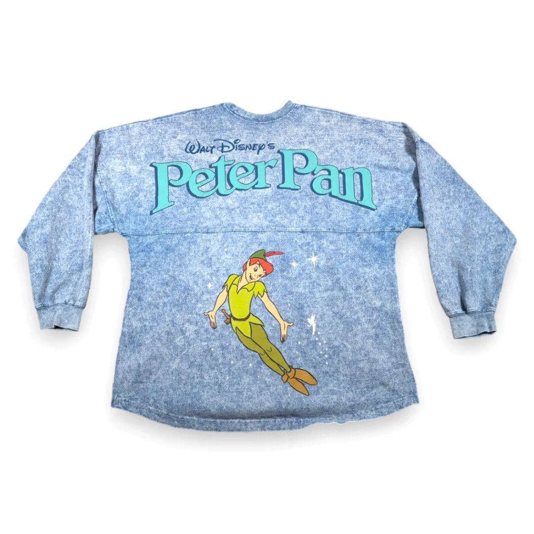 Disney VINTAGE Peter Pan Shirt Disney Parks Spirit Jersey Denim Dye Oversize Blue Large Adult Long Sleeve Crew Neck Cotton Shirt Mens Size US L / EU 52-54 / 3 - 2 Thumbnail
