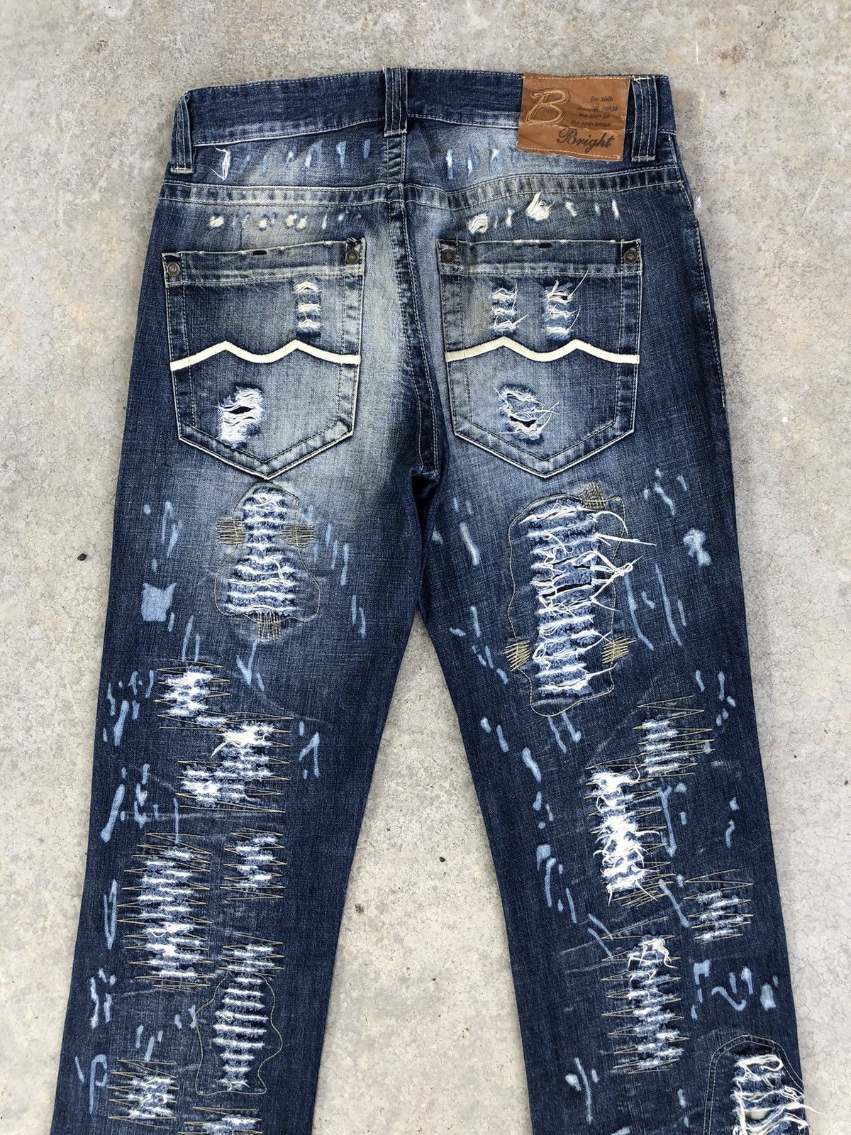 Ends Repair Japanese Bright Mini Flared Jeans Distressed Jeans Size US 33 - 8 Thumbnail