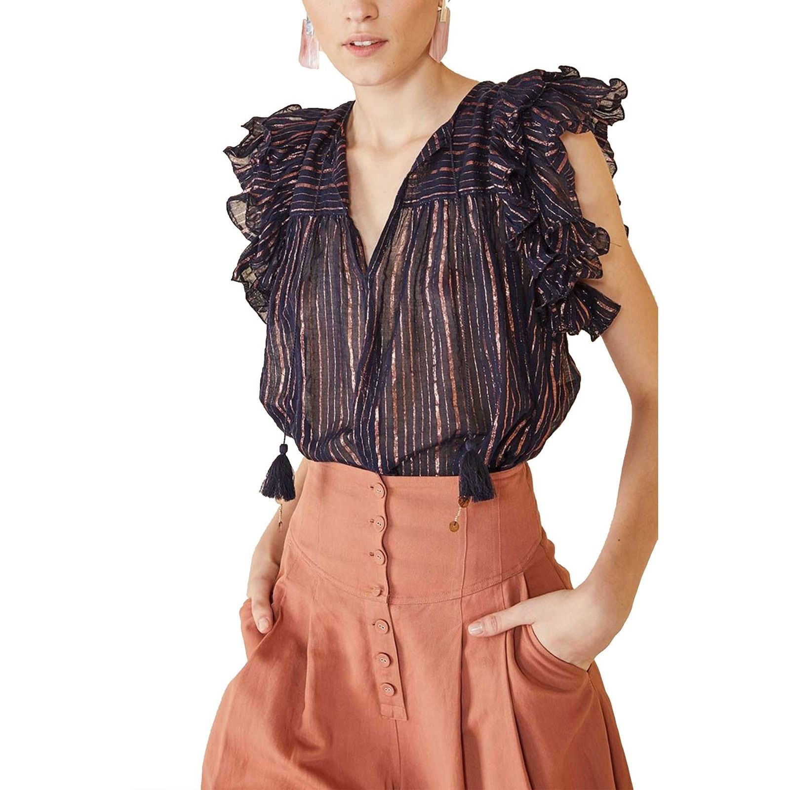 Ulla Johnson Ulla Johnson Cora Metallic Striped Top $210 size 4 Size S / US 4 / IT 40 - 1 Thumbnail