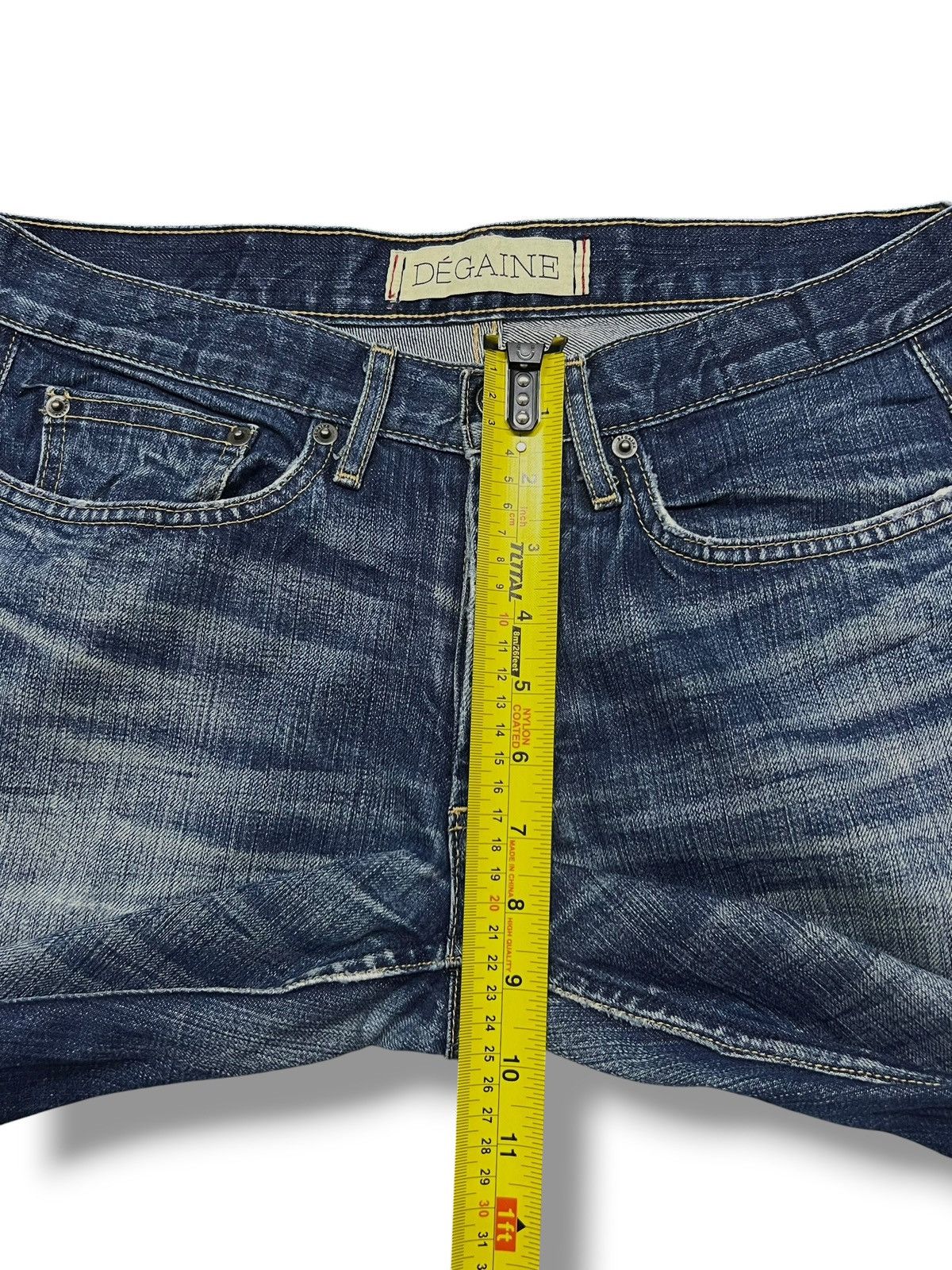 Japanese Brand Vintage Degaine Usa - Faded Wash Honeycomb, Distressed Denim Size 30" / US 8 / IT 44 - 13 Thumbnail