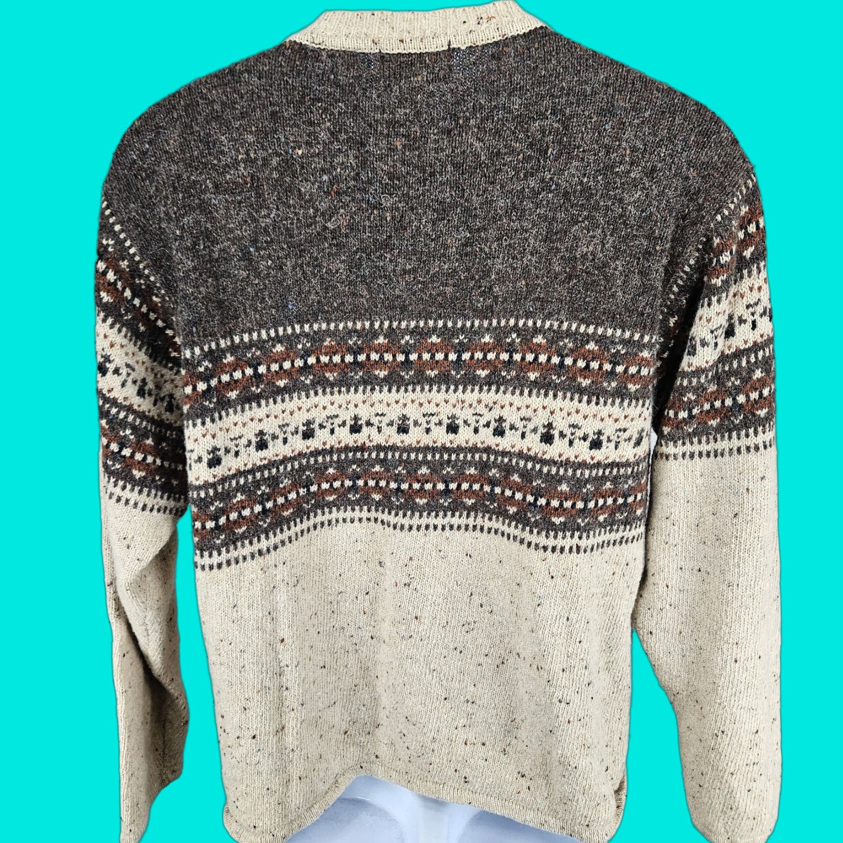 Vintage VINTAGE Arizona Jean Co Brown Wool Blend Knit Fair Isle Pullover V Neck Sweater M Mens Pullover Knit Wool Fair Isle Brown M Size US M / EU 48-50 / 2 - 1 Thumbnail
