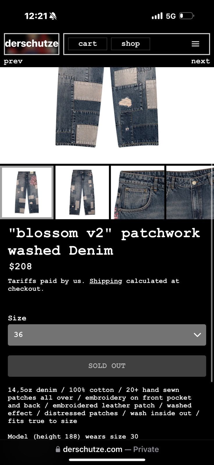 Derschutze “blossom v2” patchwork washed Denim Size US 36 / EU 52 - 8 Thumbnail