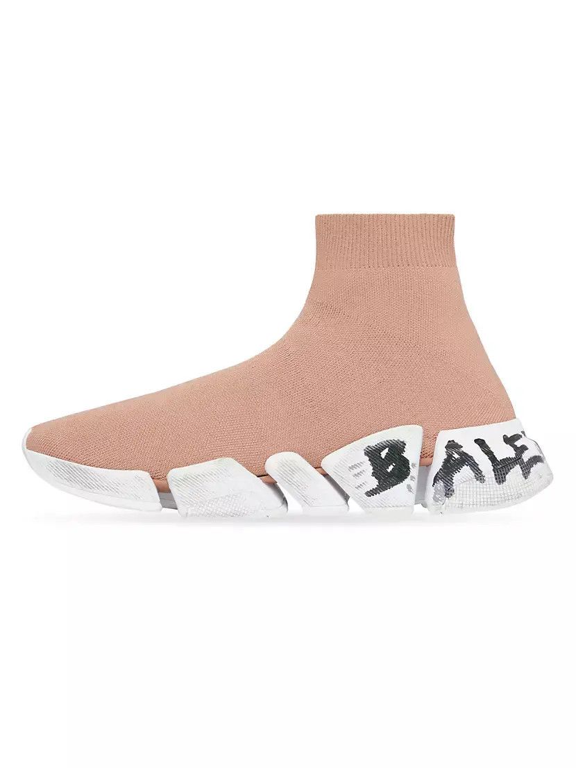 Balenciaga o1bcso1str1224 Speed 2.0 Graffiti Recycled Knit Sneakers Size US 8 / IT 38 - 3 Thumbnail