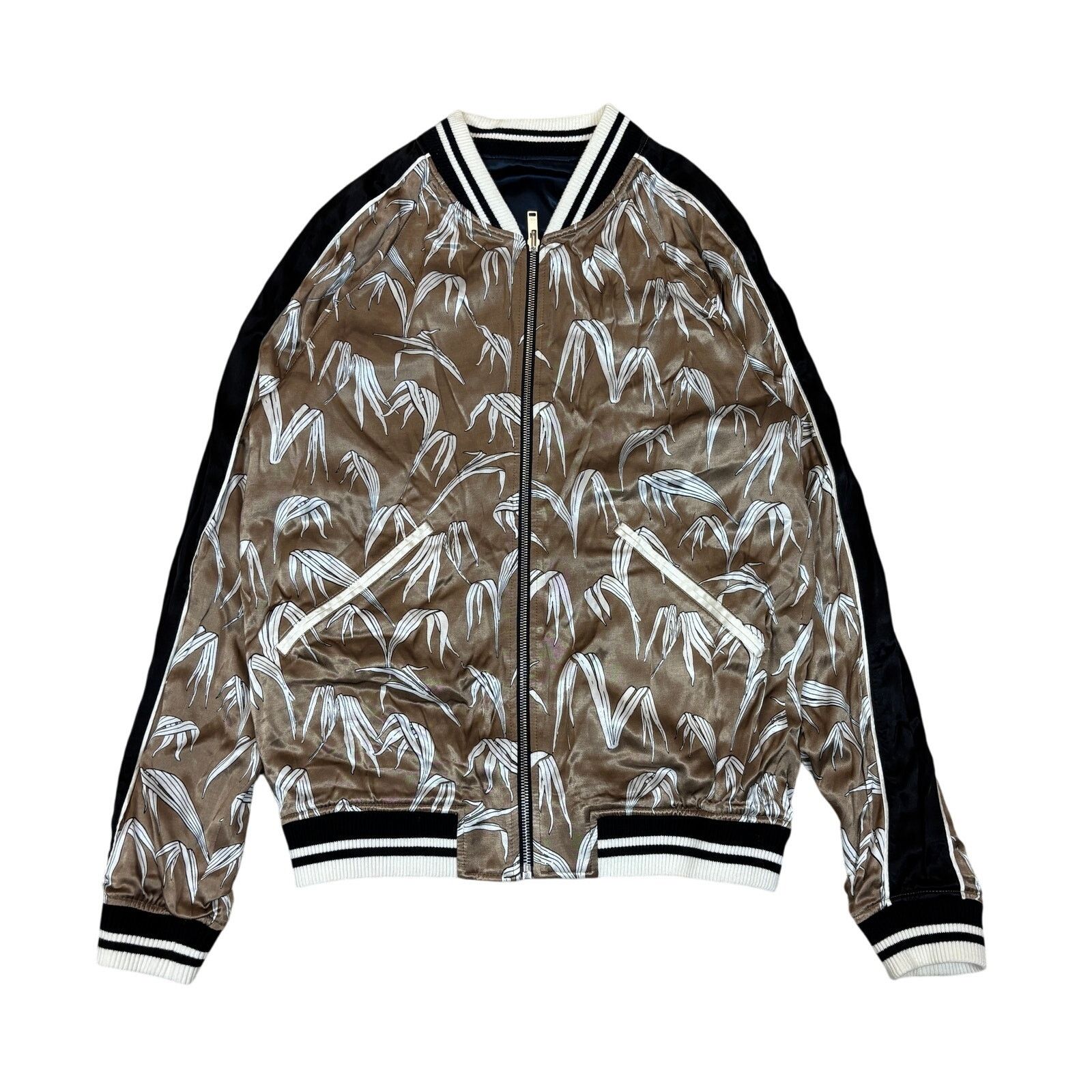 Sandro Sandro Paris Palm Reversible Satin Bomber Jacket Men's Small Size US S / EU 44-46 / 1 - 1 Thumbnail