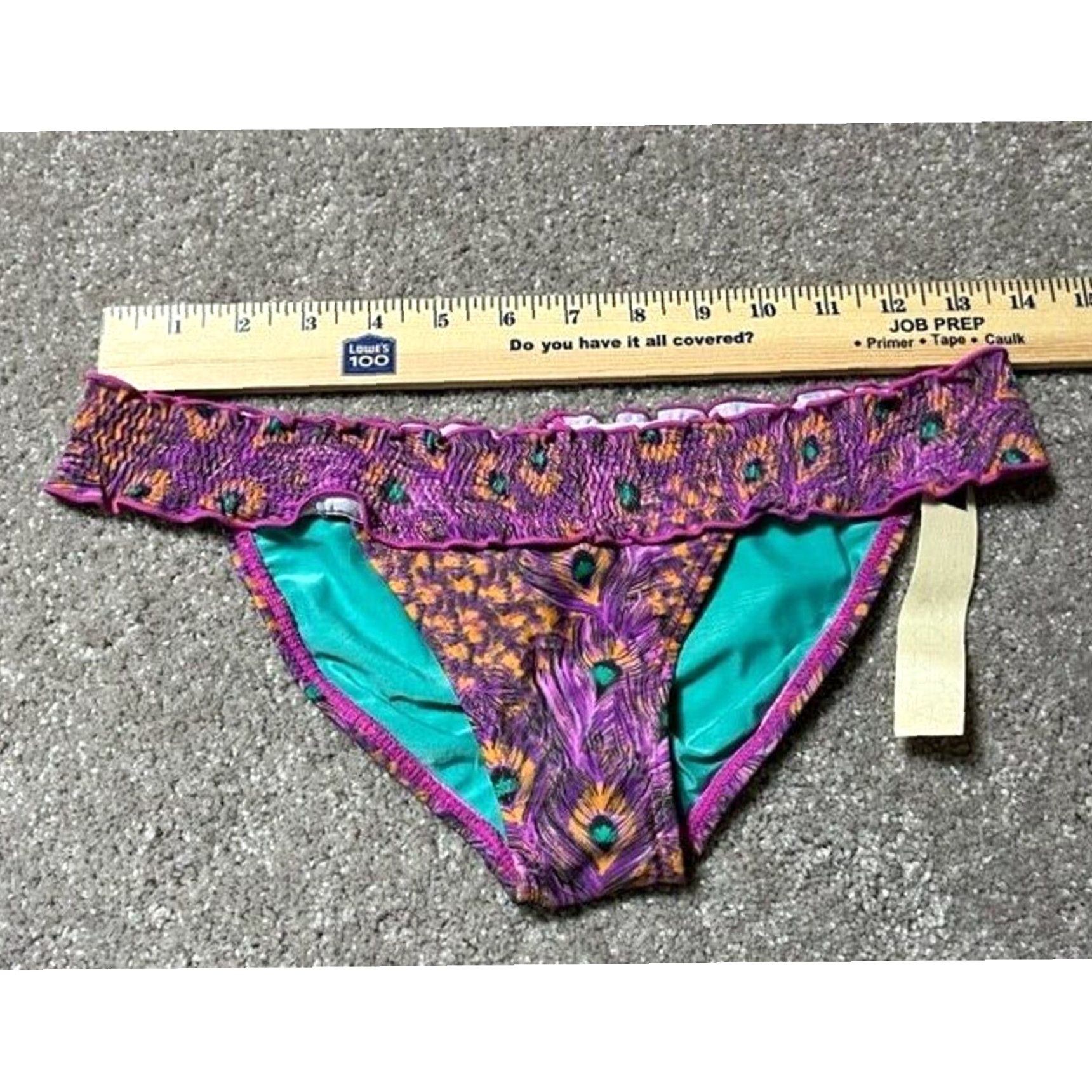 Vintage Peacock Feather Bikini Swim Bottom S Boho Chic Exotic Festival Beach Retro Y2K Size 28" / US 6 / IT 42 - 3 Thumbnail