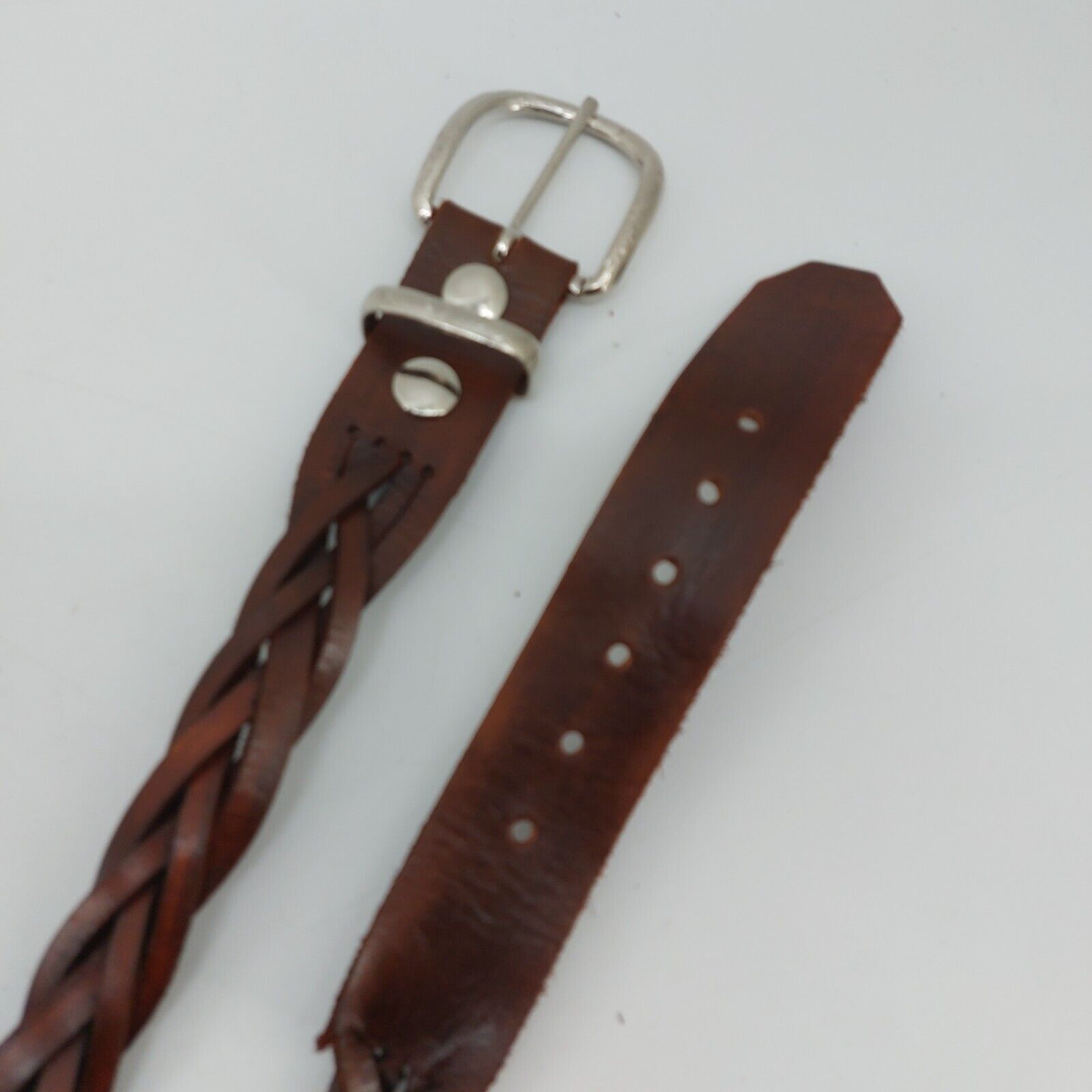 Other Women's Brown Leather Woven Braided Weaved Belt 33 Size ONE SIZE - 4 Thumbnail