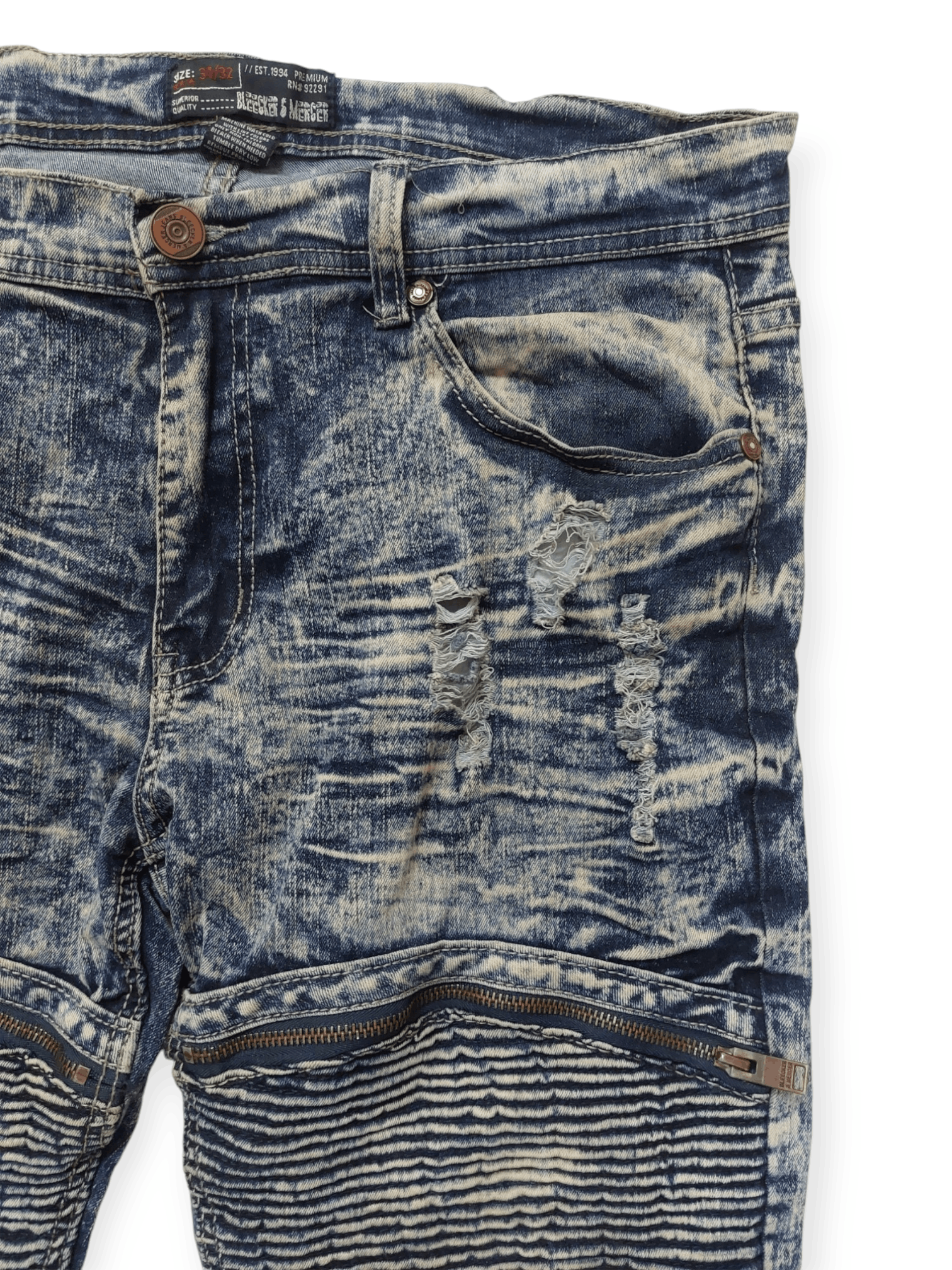 Designer Punk Biker Denim Bleecker & Mercer Jeans Size US 34 / EU 50 - 3 Thumbnail