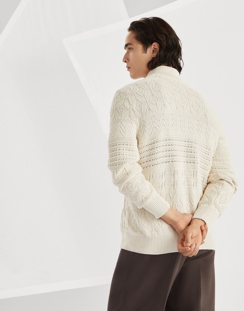 Brunello Cucinelli o1w1db10326 Cardigan in Open White Size US M / EU 48-50 / 2 - 3 Thumbnail