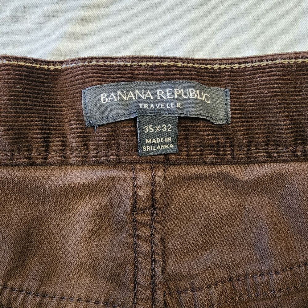 Banana Republic Banana Republic Men's Chocolate Corduroy Slim Fit Traveler Size US 35 - 2 Thumbnail