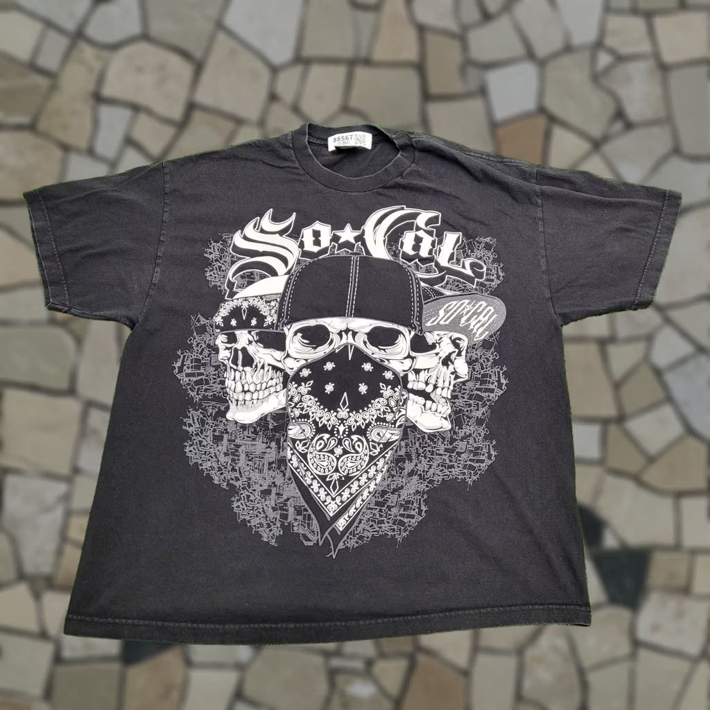 Vintage Vintage Y2K So-Cal Tribal Skull Shirt 2XL Black Edgy Streetwear Size US XXL / EU 58 / 5 - 1 Thumbnail