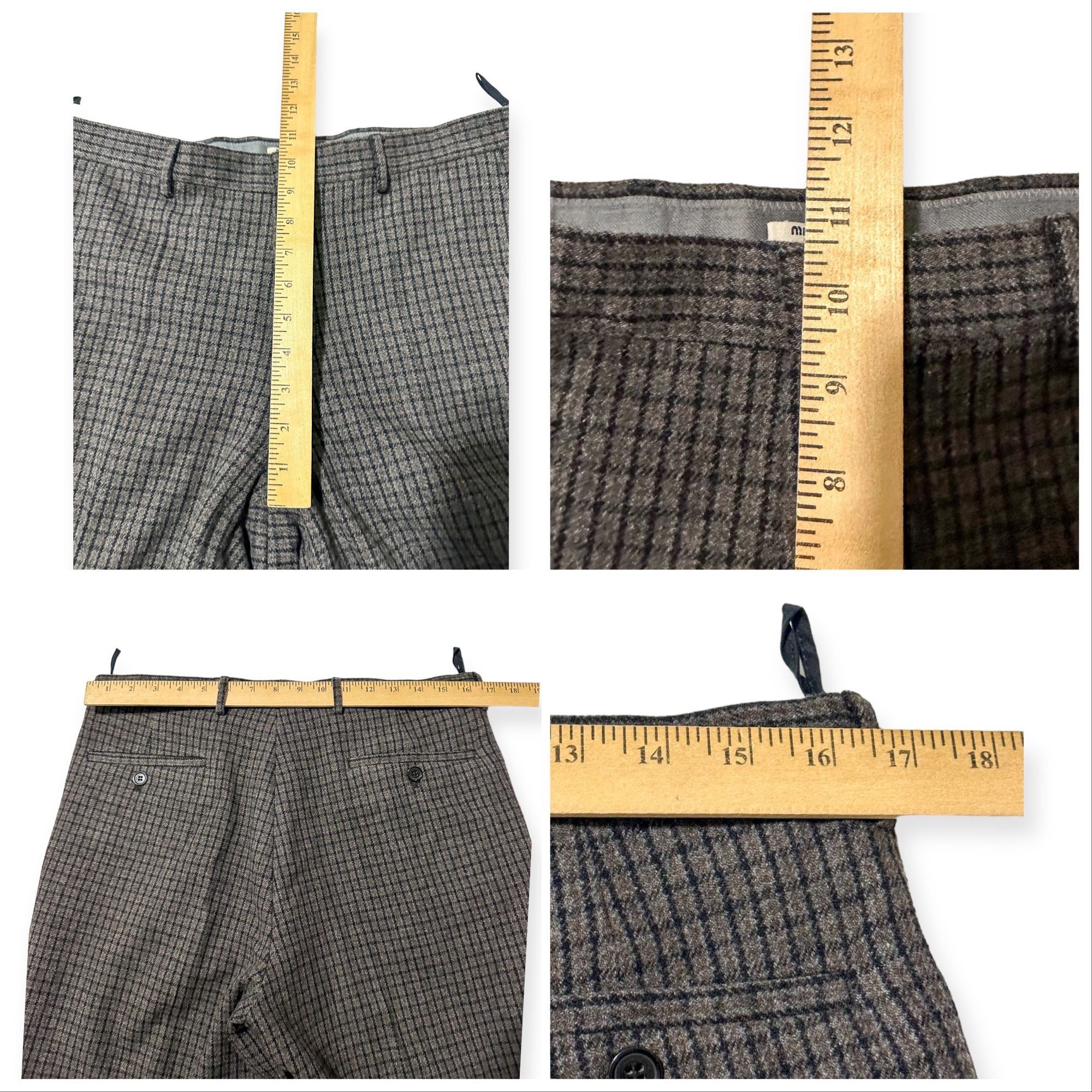 Miu Miu Miu Miu Wool Cashmere Check Cropped Pants Gray Straight Leg Size 30" / US 8 / IT 44 - 12 Thumbnail