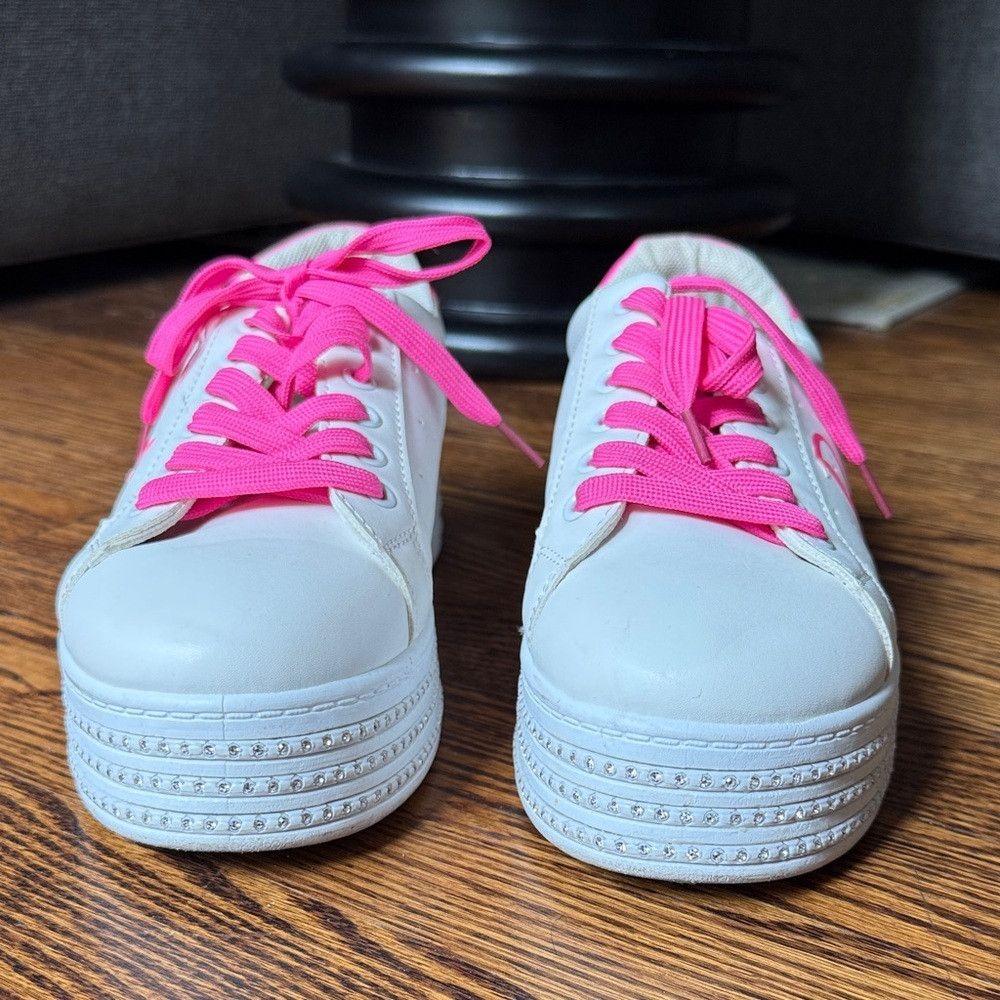 Other Barbie Women’s 9 Pink and White Sneakers with Rhinestones Size US 9 / IT 39 - 3 Thumbnail
