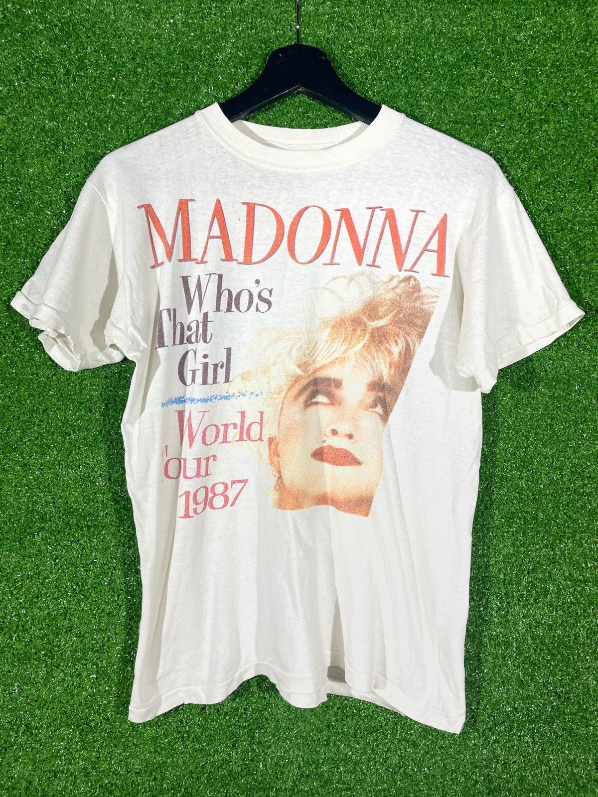 image of Archival Clothing Madonna “Who’S That Girl” World Tour 1987 T Shirt in White, Women's (Size Medium)