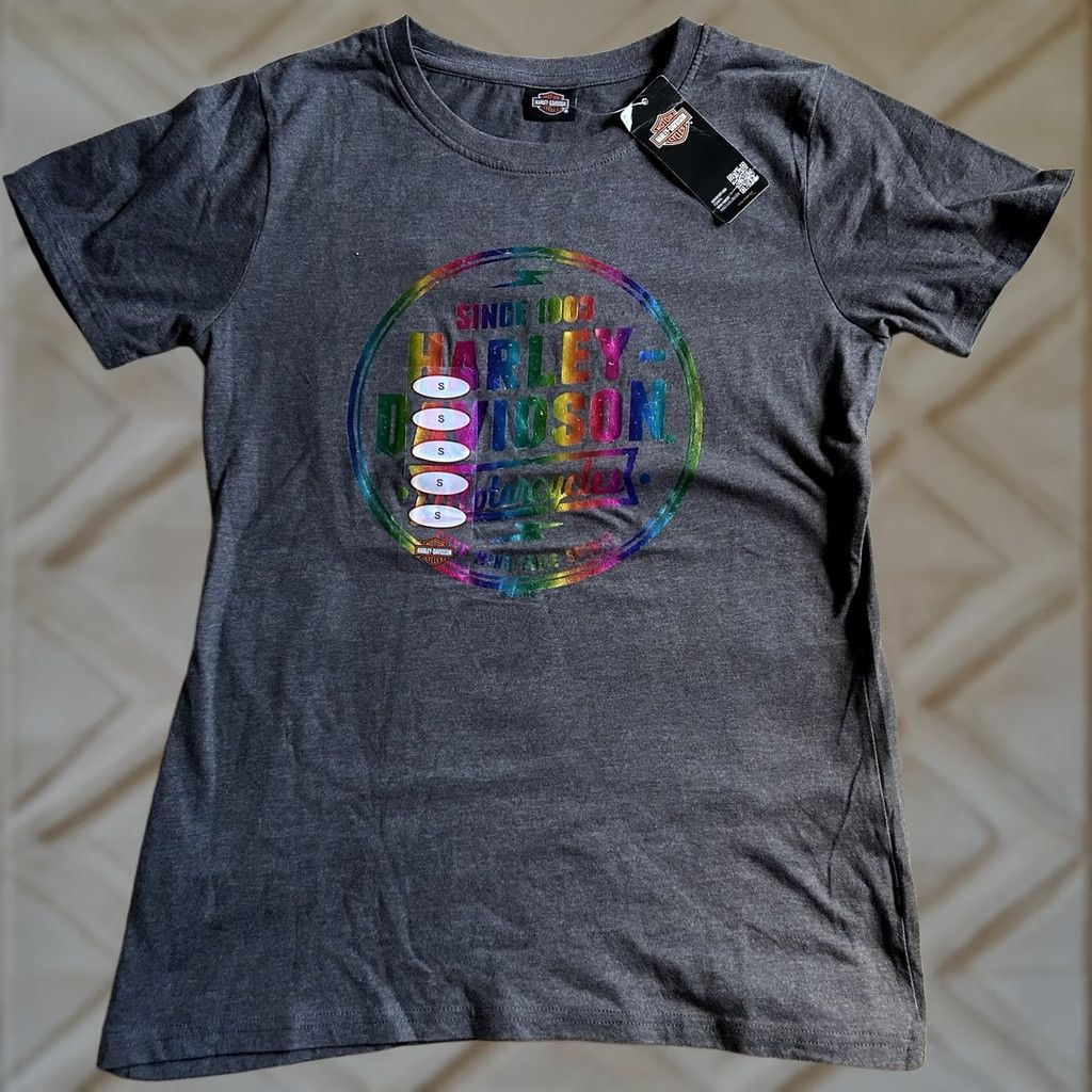 Harley Davidson Harley Davidson Women’s T-Shirt Size S Basic Short Sleeve Round Neck Multicolor Spirit Theme Biker NWT Marquee Size S / US 4 / IT 40 - 1 Thumbnail