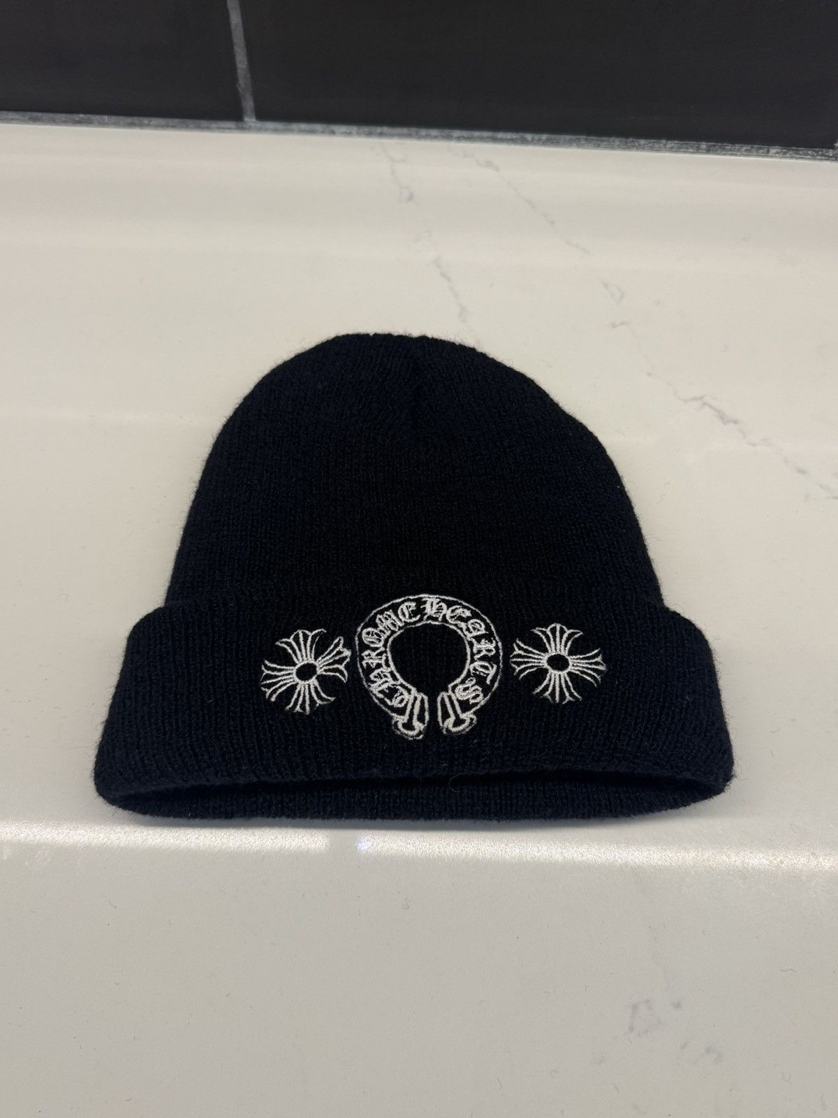 Chrome Hearts Chrome Hearts Horseshoe Embroidered Wool Beanie – Black Size ONE SIZE - 2 Thumbnail