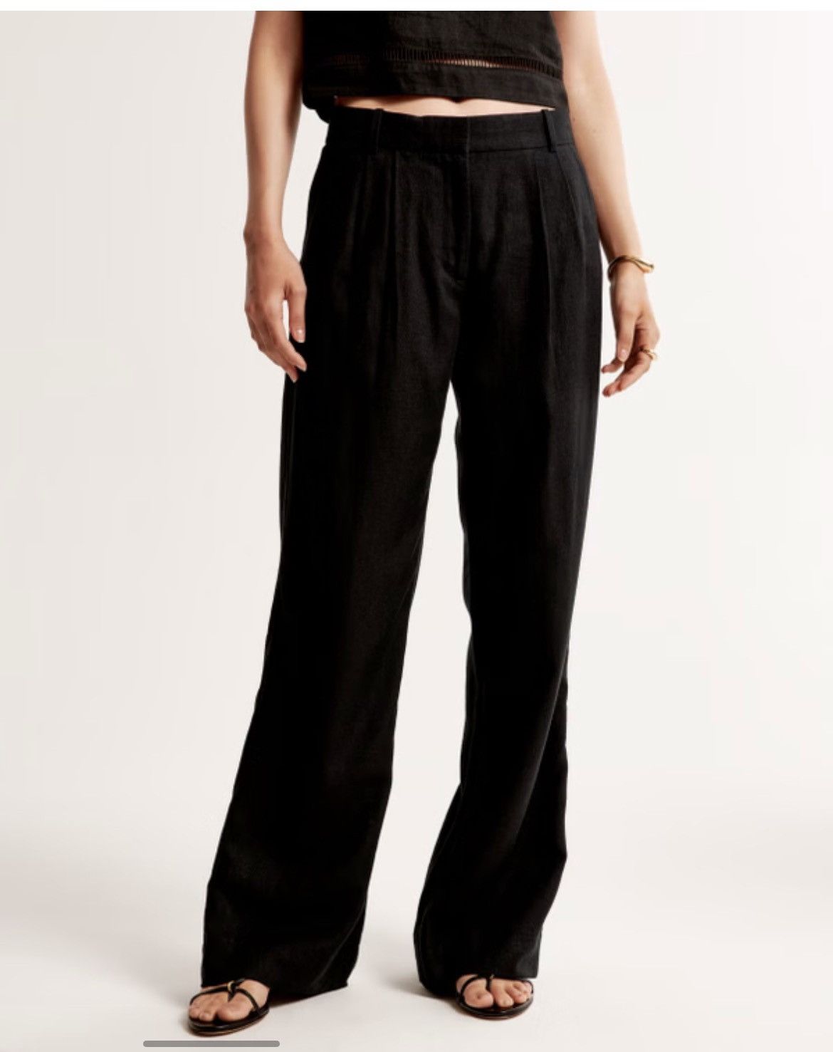 Abercrombie & Fitch A&F Sloan Low Rise Linen Blend Pant Black Size 34 SHORT New Size 34" / US 12 / IT 48 - 3 Thumbnail