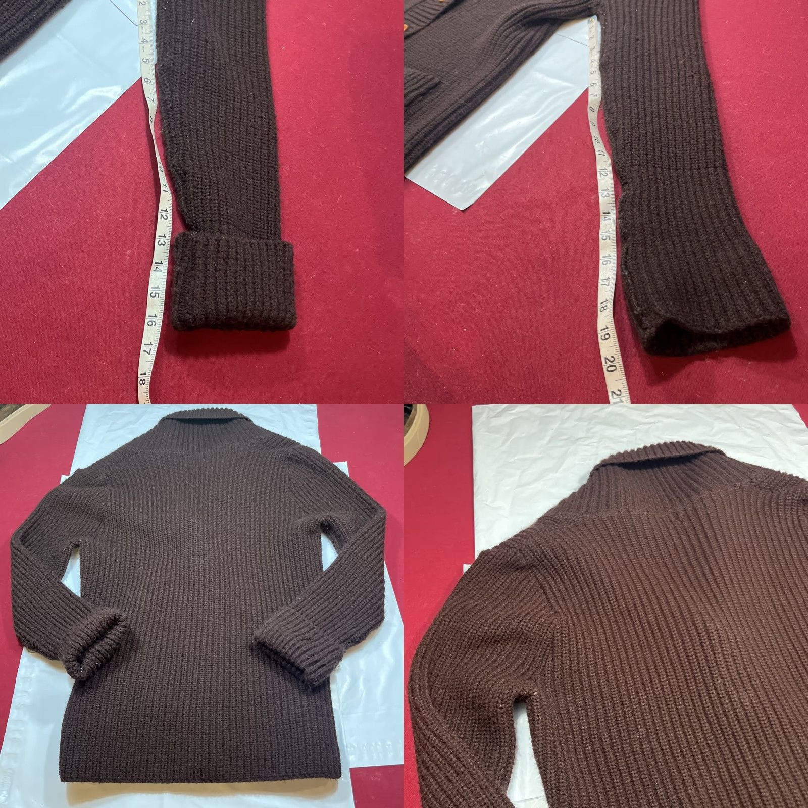 Vogue VINTAGE British Vogue Wintuk Cardigan Brown Chunky Knit - Button Front Pockets Cowl Neck L Womens Sweater Shirt (70’s) Size L / US 10 / IT 46 - 9 Thumbnail