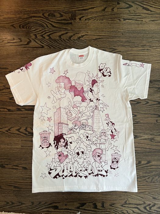 Supreme Supreme Downtown Tee Pink/White | Grailed