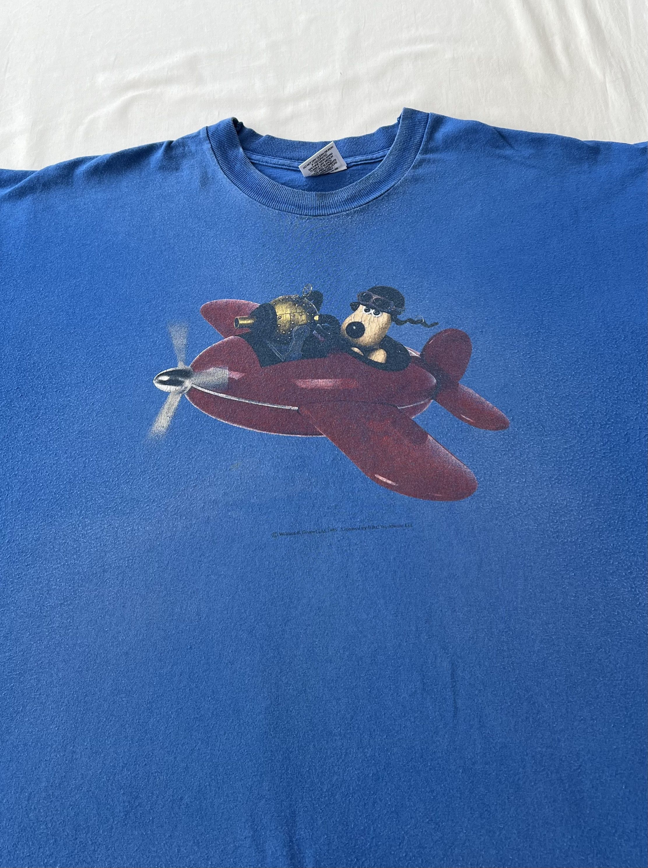 Cartoon Network Vintage 1989 Wallace and Gromit Cartoon Blue T-shirt Size US XL / EU 56 / 4 - 4 Thumbnail