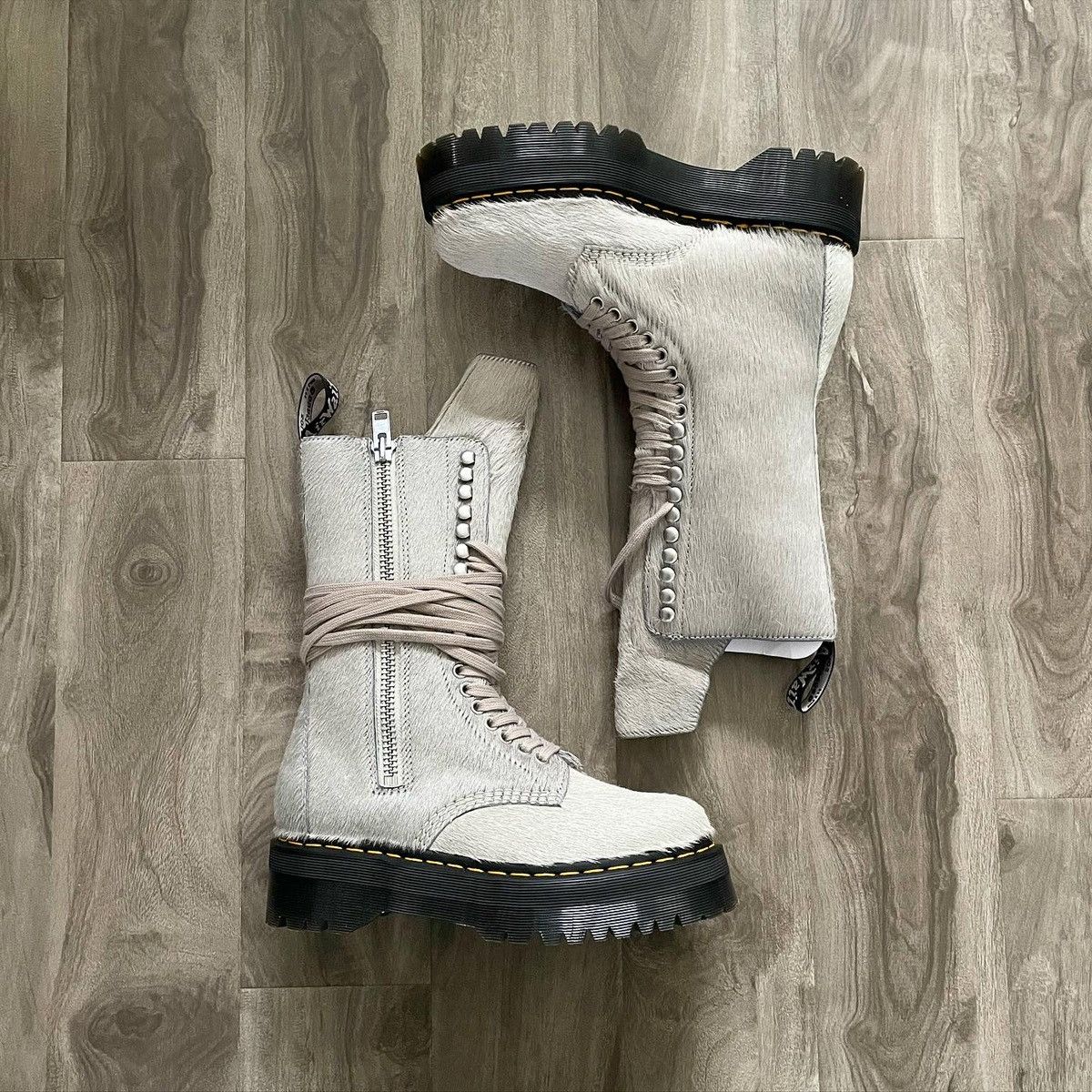 image of Dr Martens x Rick Owens Dr. Martens 1918 Lace Up Platform Boots in Beige, Men's