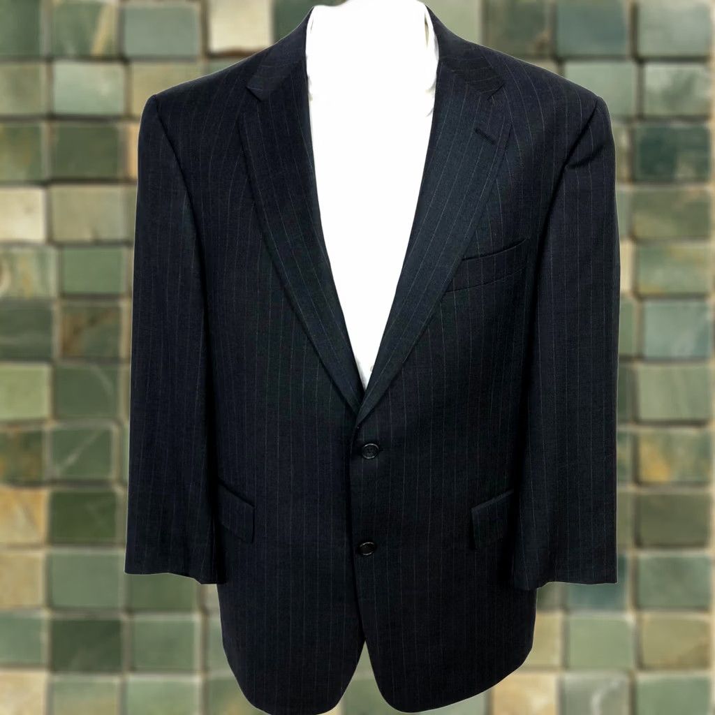 Hart Schaffner Marx Hart Schaffner Marx 100% Wool Two Button Sport Suit Coat Jacket Dark Gray Coat Men 43 Regular Notch Lapel Wool Suit Jacket Size 46R - 1 Thumbnail