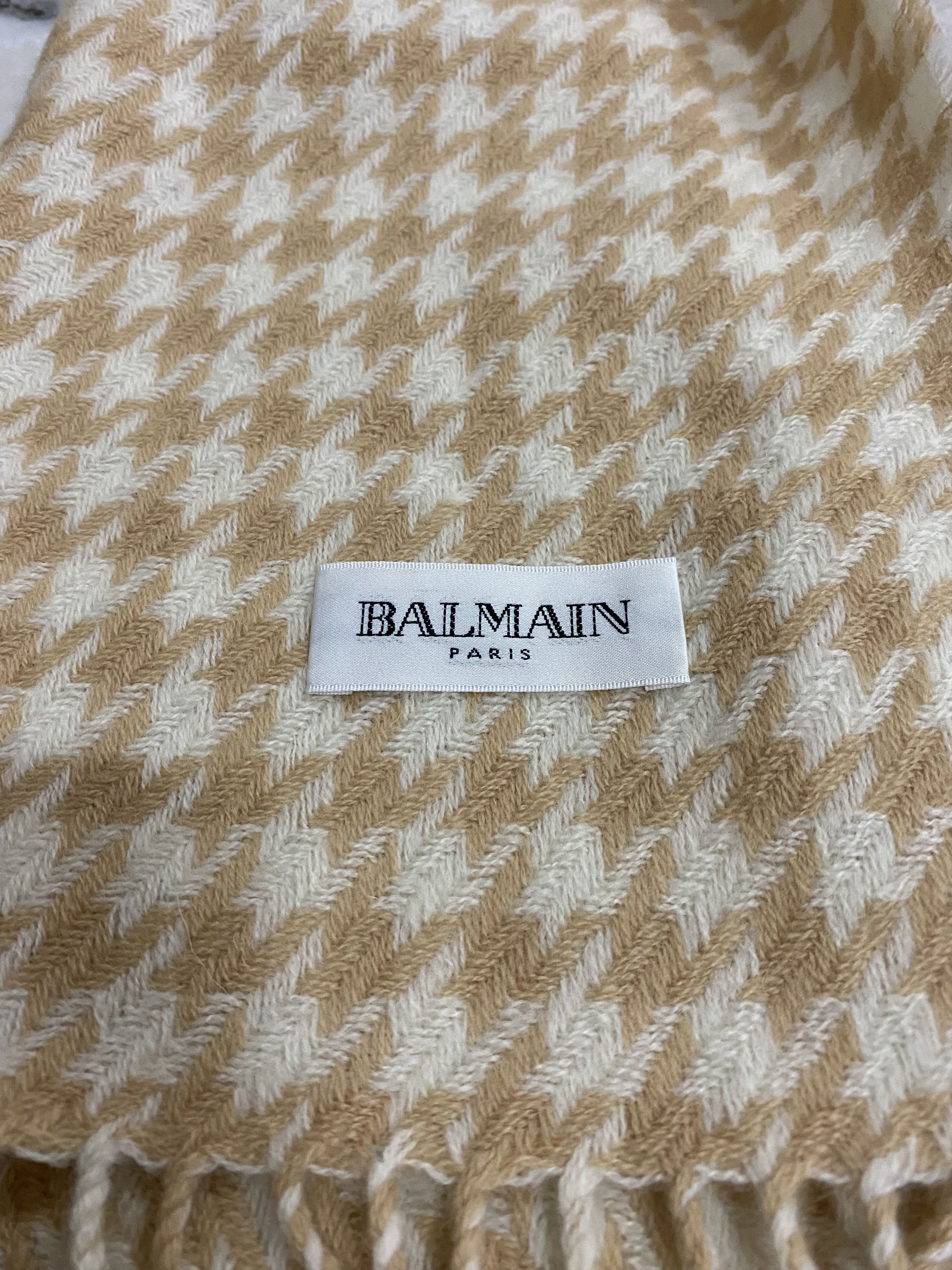Balmain Brand new Balmain Wool Monogram Check Scarf Muffler Size ONE SIZE - 3 Thumbnail