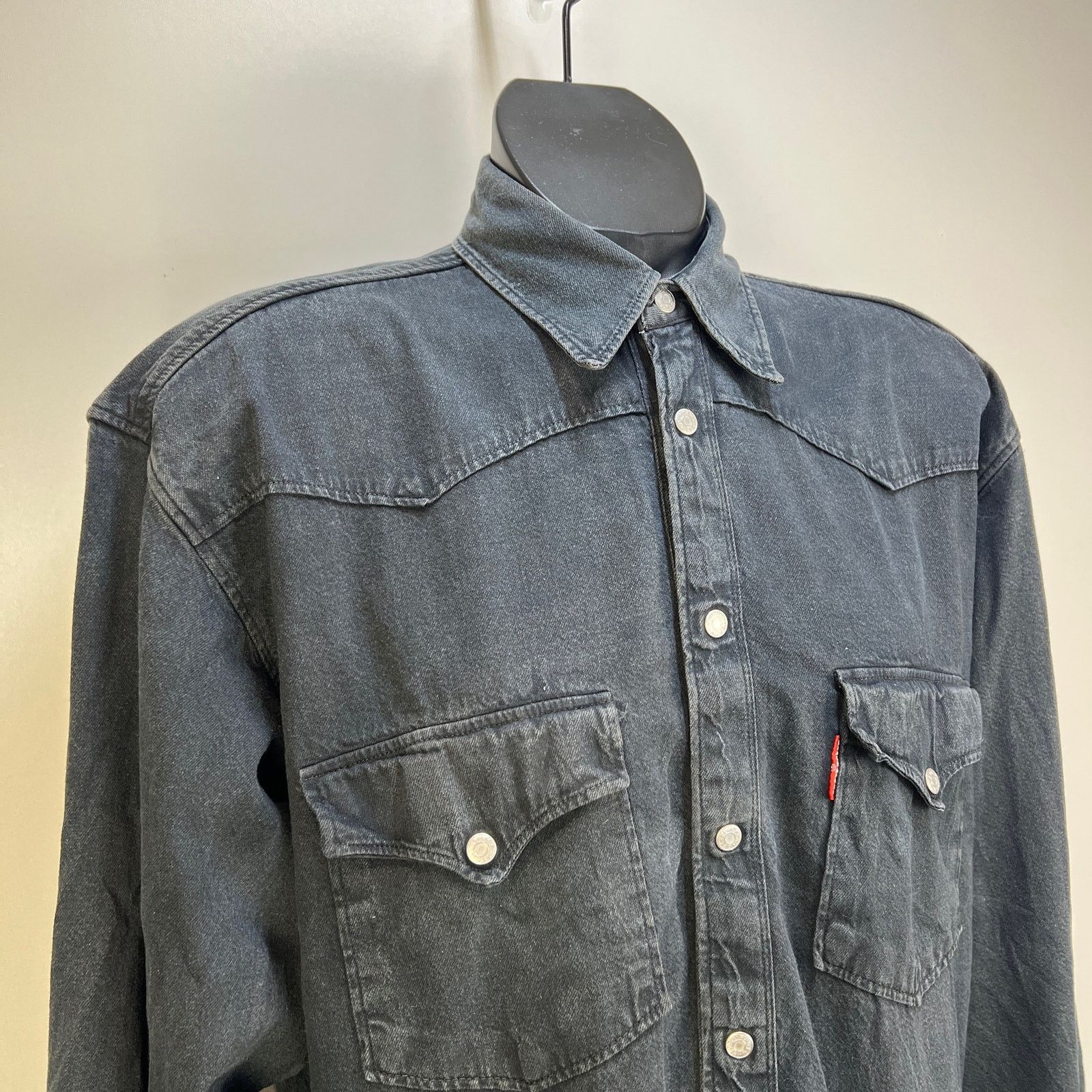 Vintage Vintage Black Angel Snap Front Denim Shirt Long Sleeves Bib Size US L / EU 52-54 / 3 - 2 Thumbnail