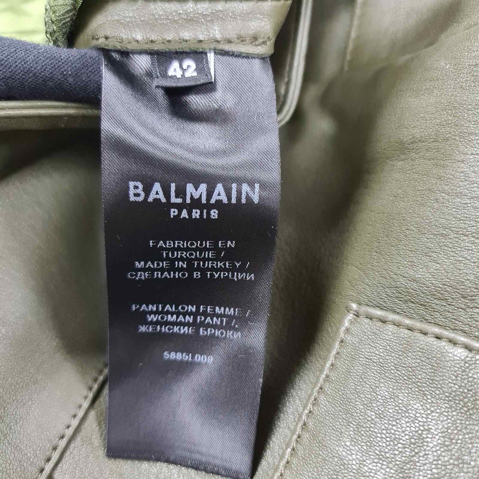 Balmain NWT Balmain Khaki Leather Slim Pants Sz.42 Size 30" / US 8 / IT 44 - 7 Thumbnail