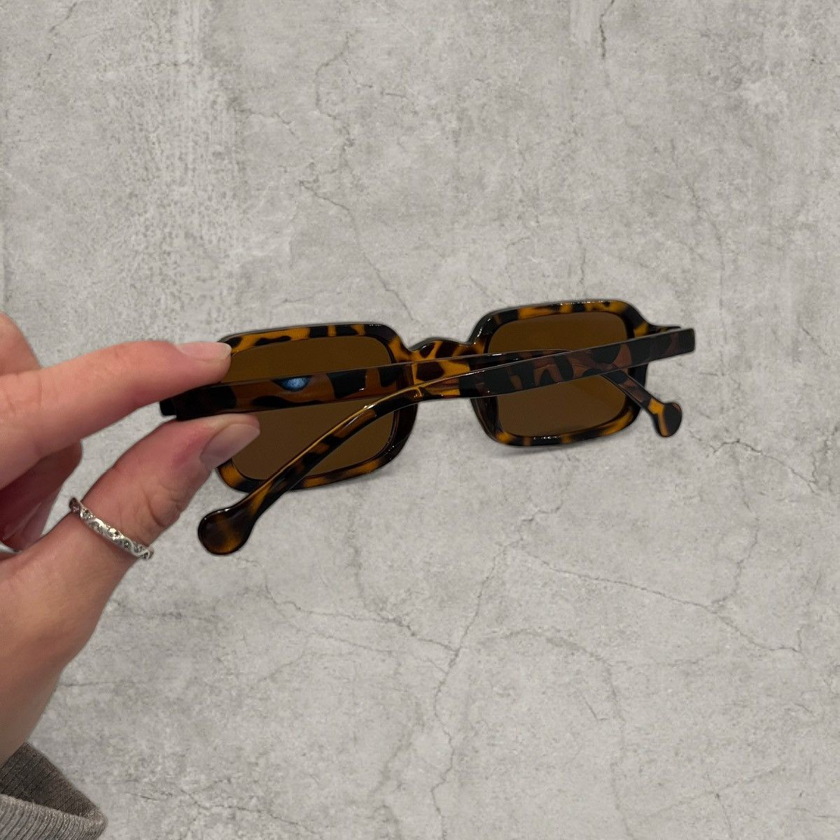 Japanese Brand UV400 square sunglasses in brown with brown lens. One size. Size ONE SIZE - 4 Thumbnail