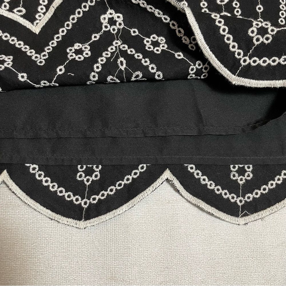 Loft New LOFT Cotton Black White Embroidered Scalloped Shift Ski Size 32" / US 10 / IT 46 - 6 Thumbnail