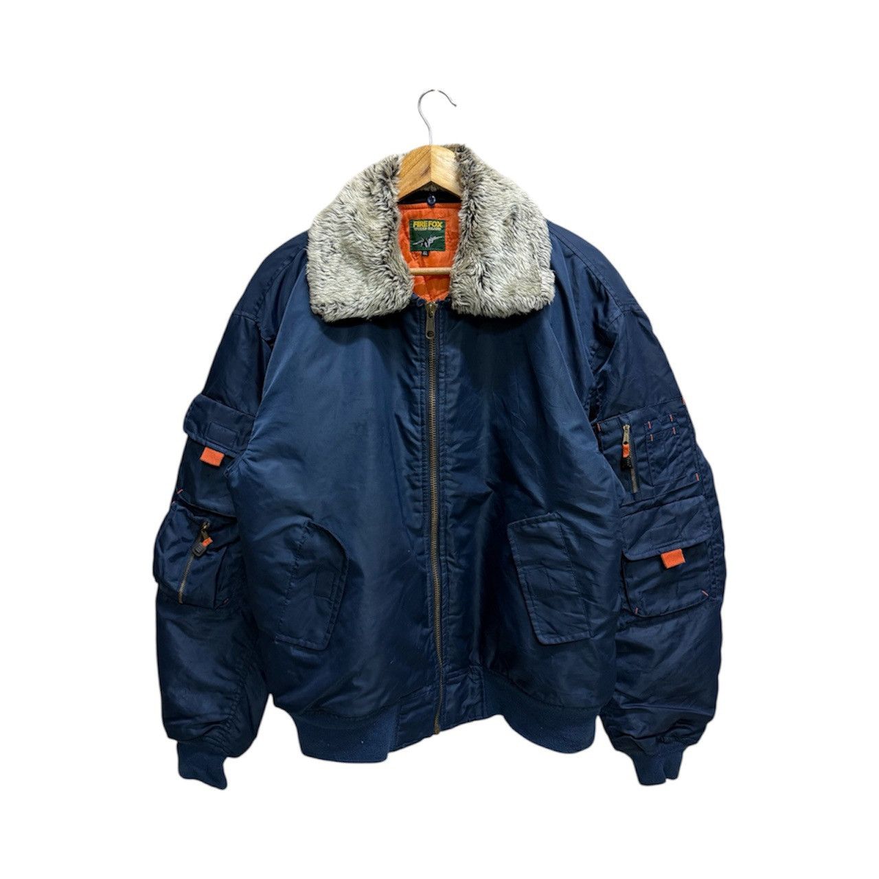 Vintage Fire fox world island faux fur bomber jacket Size US XL / EU 56 / 4 - 1 Thumbnail