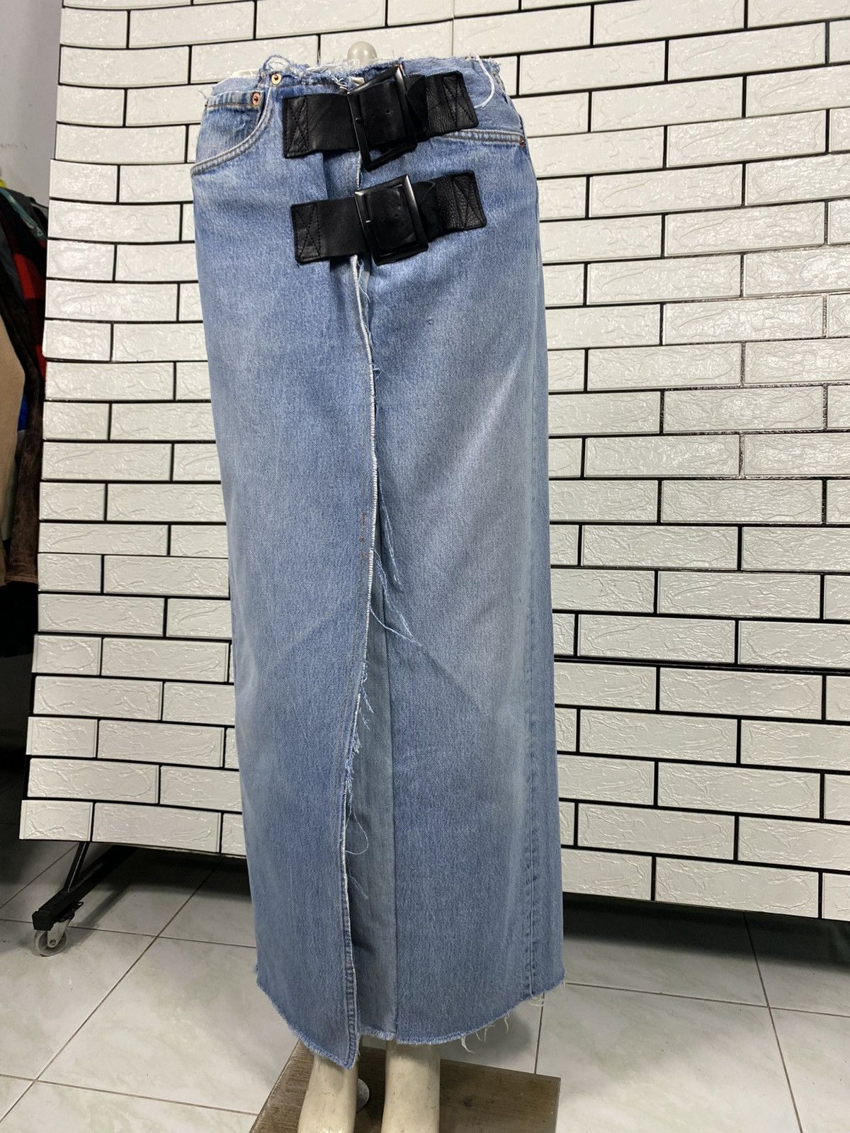 Needles 🔥DISTRESSED DESIGN DENIM LONG SKIRT REBUILD BY NEEDLES Size 28" / US 6 / IT 42 - 2 Thumbnail