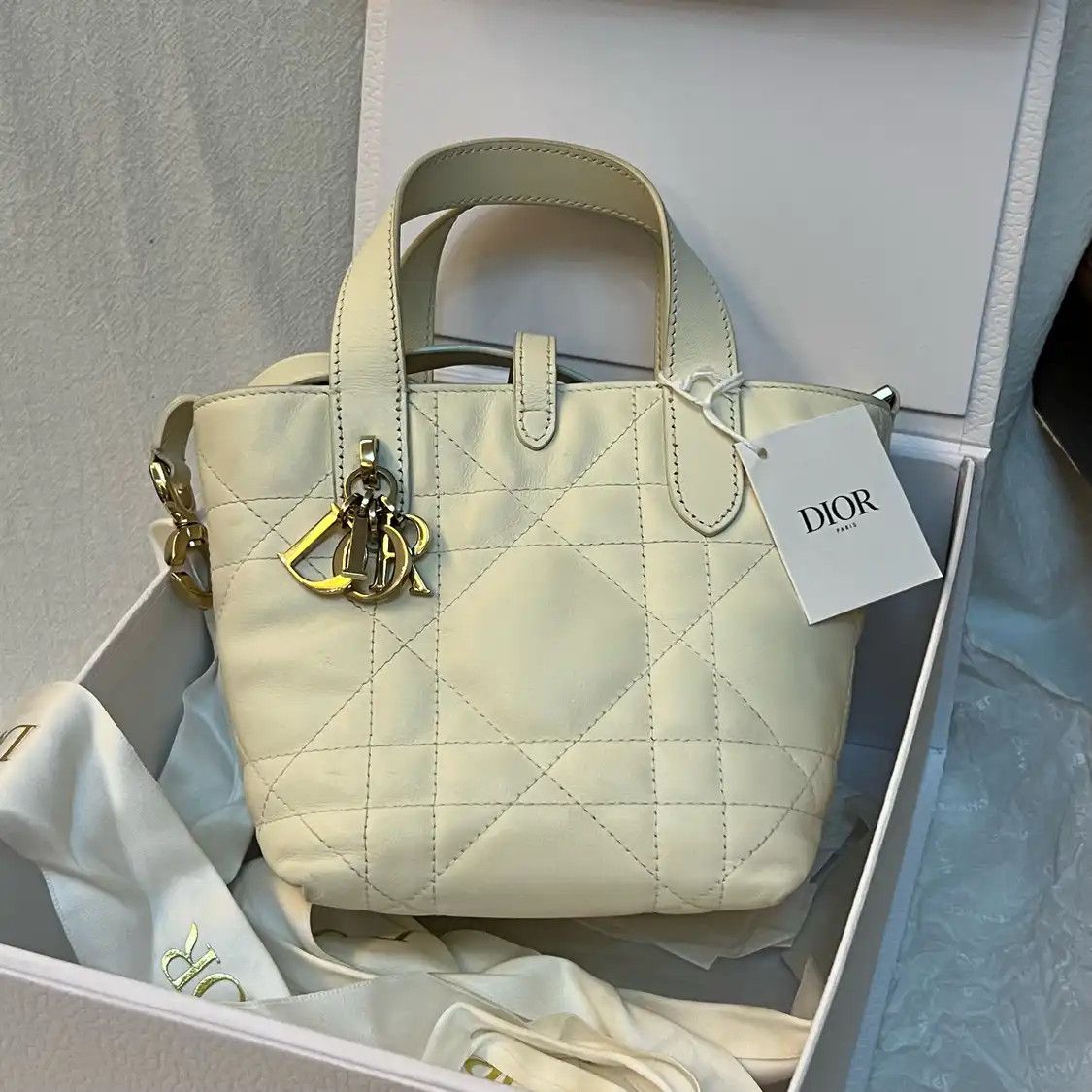 Dior DIOR Toujours Nano creamcowhide leather rattan plaid quilted crossbody bag Size ONE SIZE - 1 Thumbnail