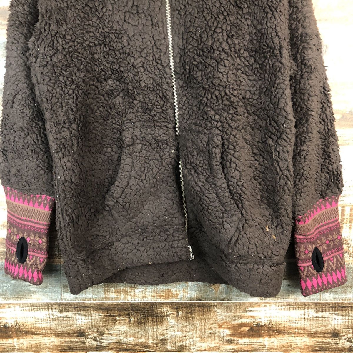 Japanese Brand Beams Hearts Brown fleece sweater Hoodie #A2358 Size L / US 10 / IT 46 - 6 Thumbnail