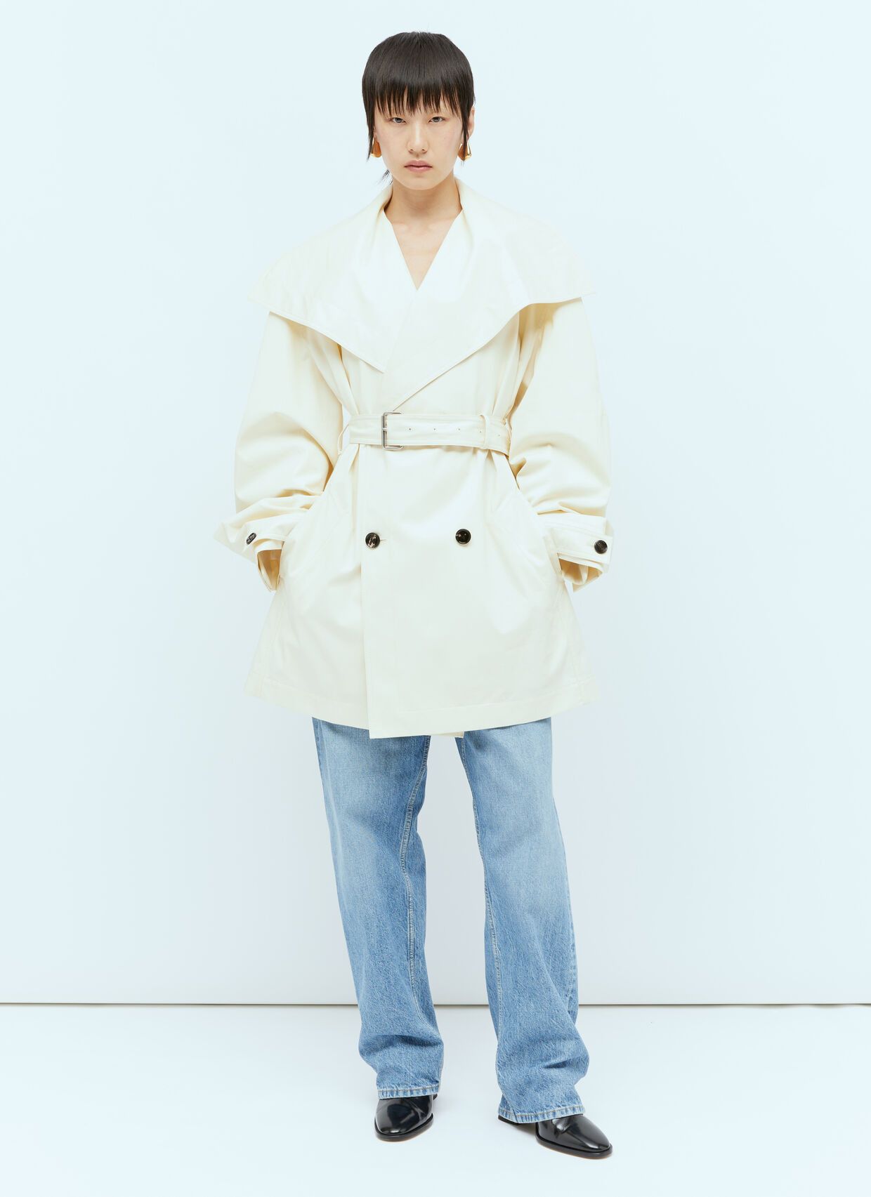 Bottega Veneta o1n1vont1225 Light Cotton Twill Trench Coat in Cream Size M / US 6-8 / IT 42-44 - 1 Thumbnail