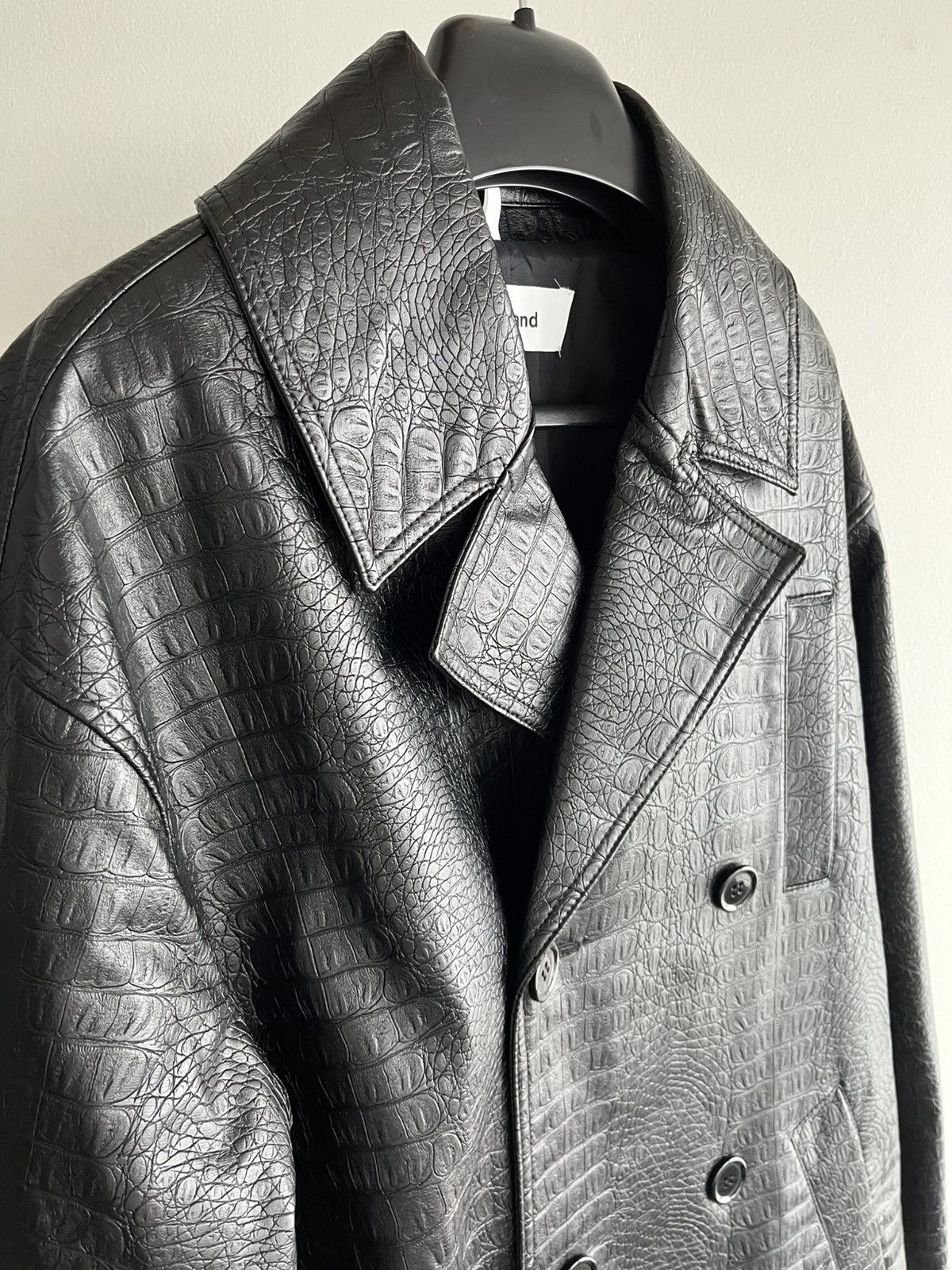 Soulland Super Rare Brand New Croc Embossed Leather Blazer Jacket Size US XL / EU 56 / 4 - 2 Thumbnail