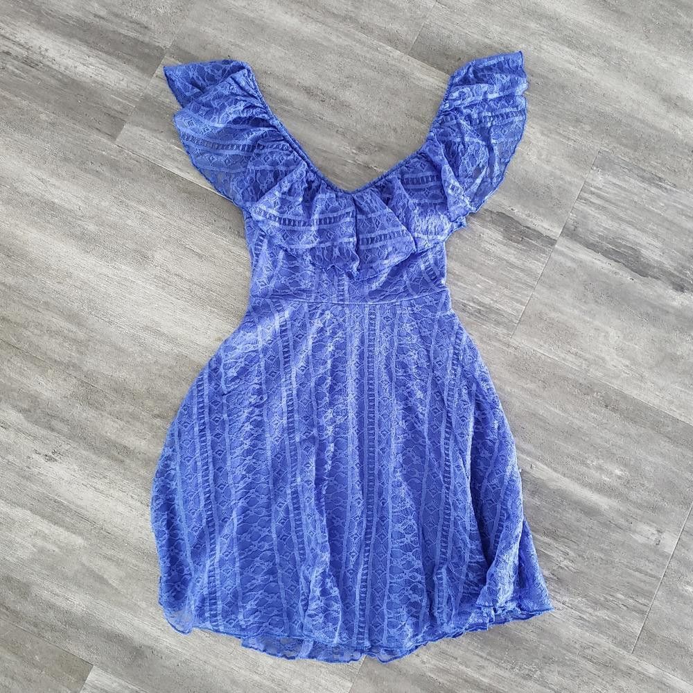 Designer Blue Laced Candie's Babydoll Boho Mini Size XS / US 0-2 / IT 36-38 - 1 Thumbnail