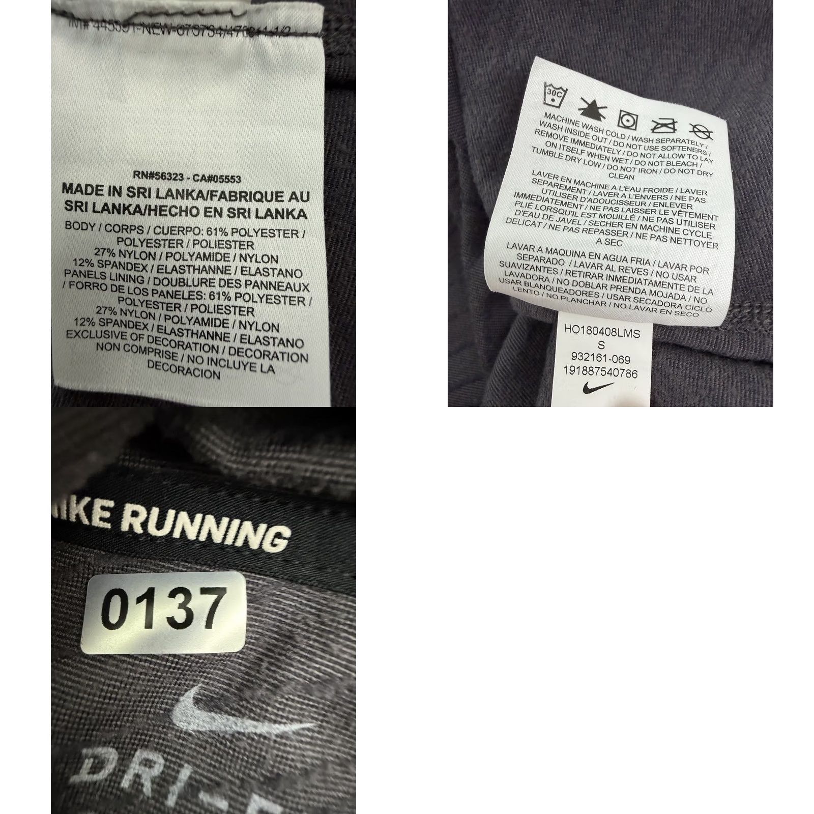 Nike Nike Dri-FIT Womens Small Hooded Running Shirt Charcoal Gray Long Sleeve Thumbholes Pullover Size S / US 4 / IT 40 - 9 Thumbnail
