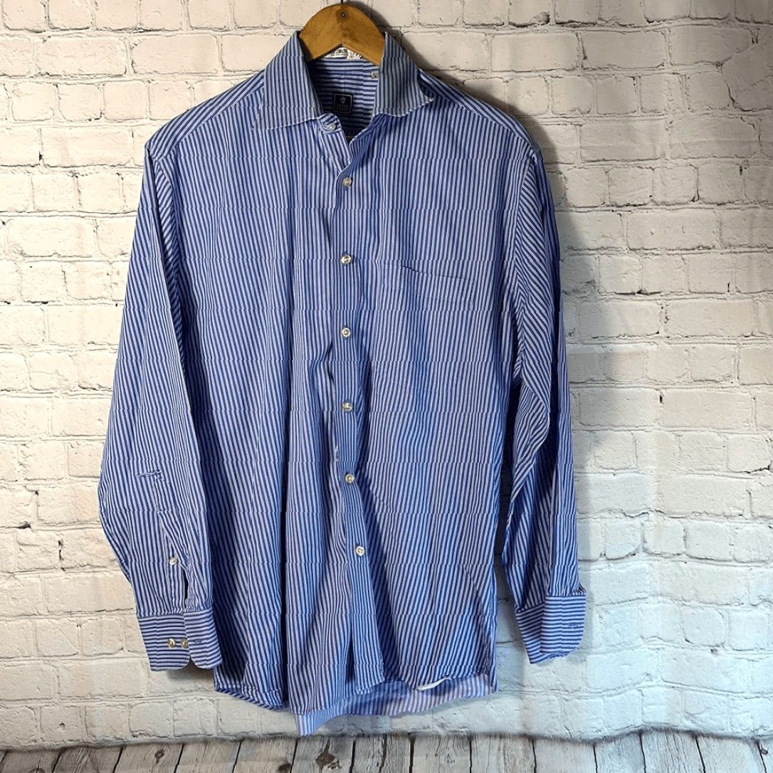 Peter Millar Peter Millar Performance Poplin Striped Sport Shirt 15 1/2R Men Long Sleeve Mulitcolor (Multicolor) Size US L / EU 52-54 / 3 - 2 Thumbnail