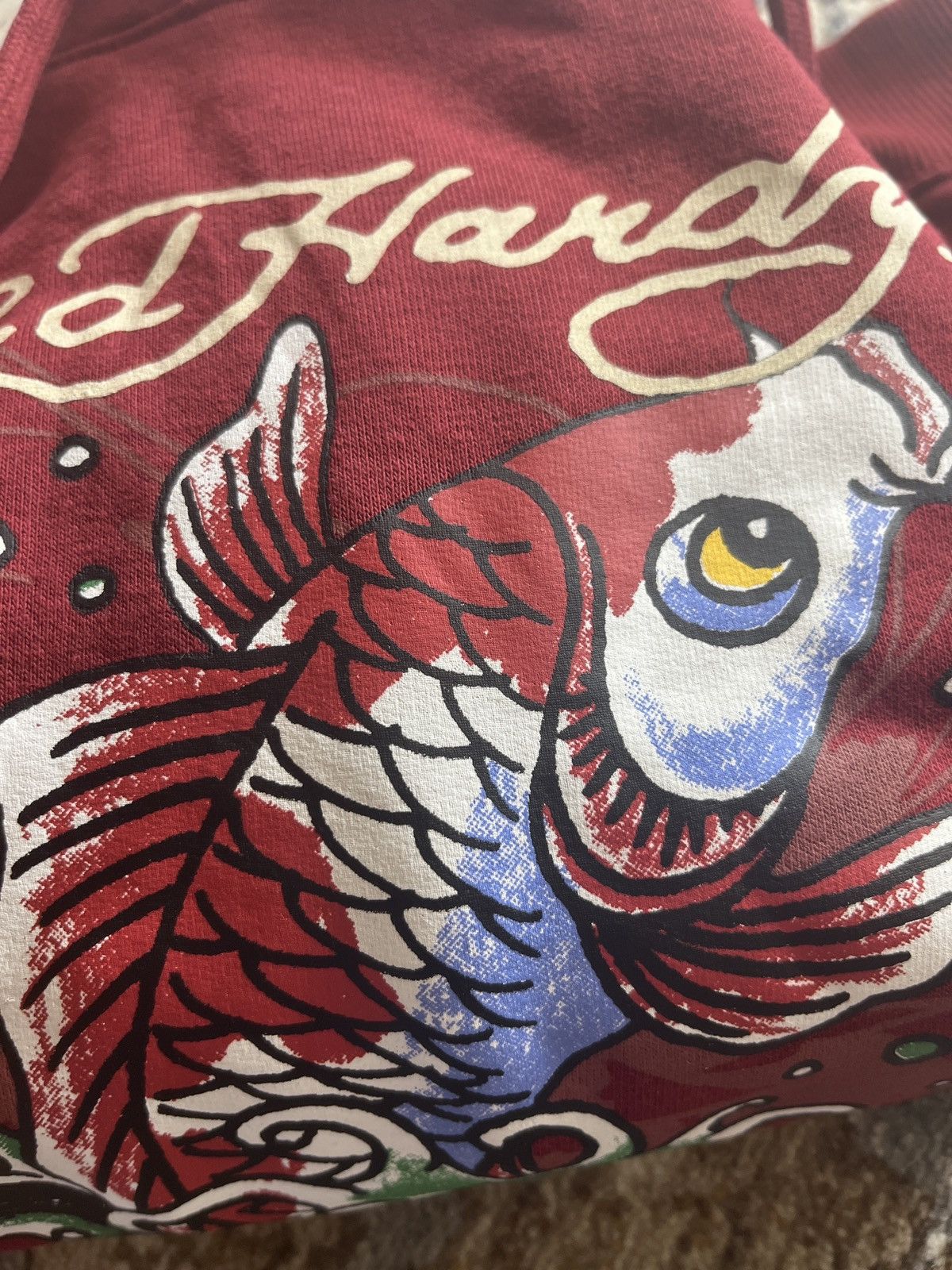 Ed Hardy KOI WINE WOMENS GRAPHIC CROPPED HOODIE M Size M / US 6-8 / IT 42-44 - 8 Thumbnail