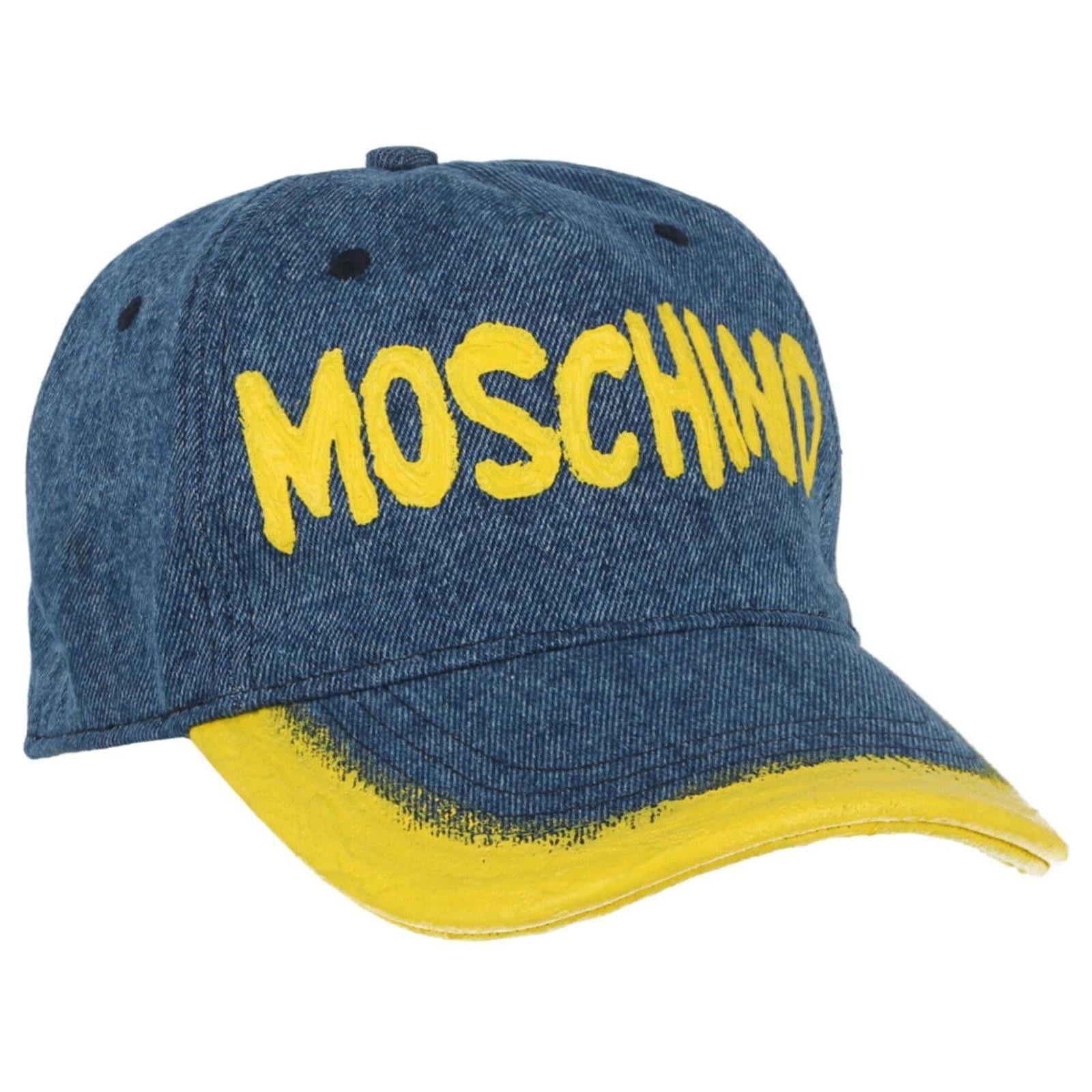 Moschino o1y0225 Size : OS / Logo Denim Cap / Hat in Blue/Yellow Size ONE SIZE - 1 Thumbnail