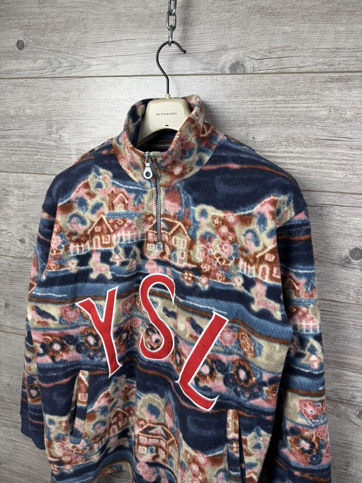 Japanese Brand YSL Fleece Yves Saint Laurent With Lightning and Big Logo Size US L / EU 52-54 / 3 - 7 Thumbnail