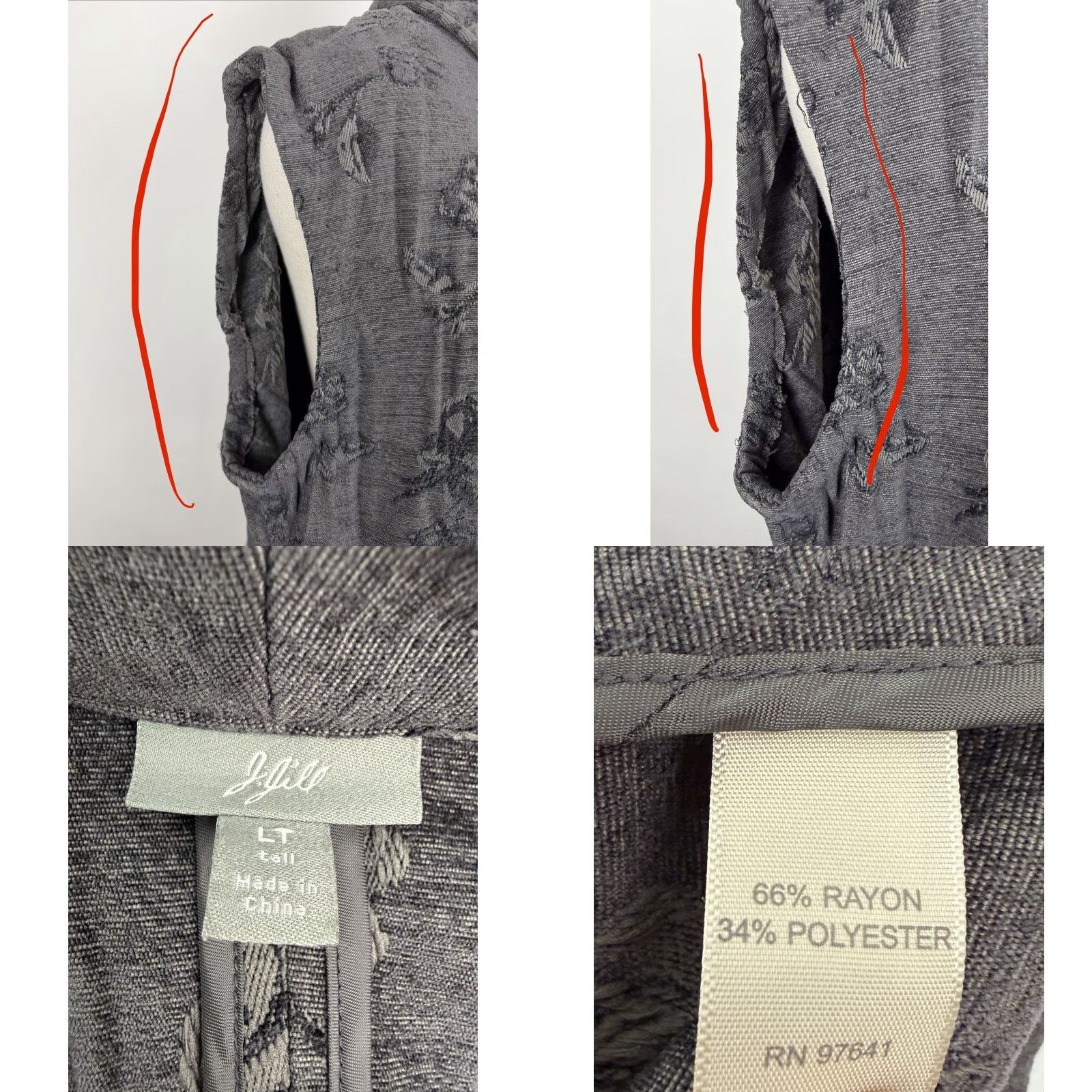 J. Jill J. Jill Vest Shirt Womens Large Tall Floral Boho Tapestry Knit Charcoal Gray 90s Partially Altered Sleeveless Bodice - AS IS Size L / US 10 / IT 46 - 9 Thumbnail